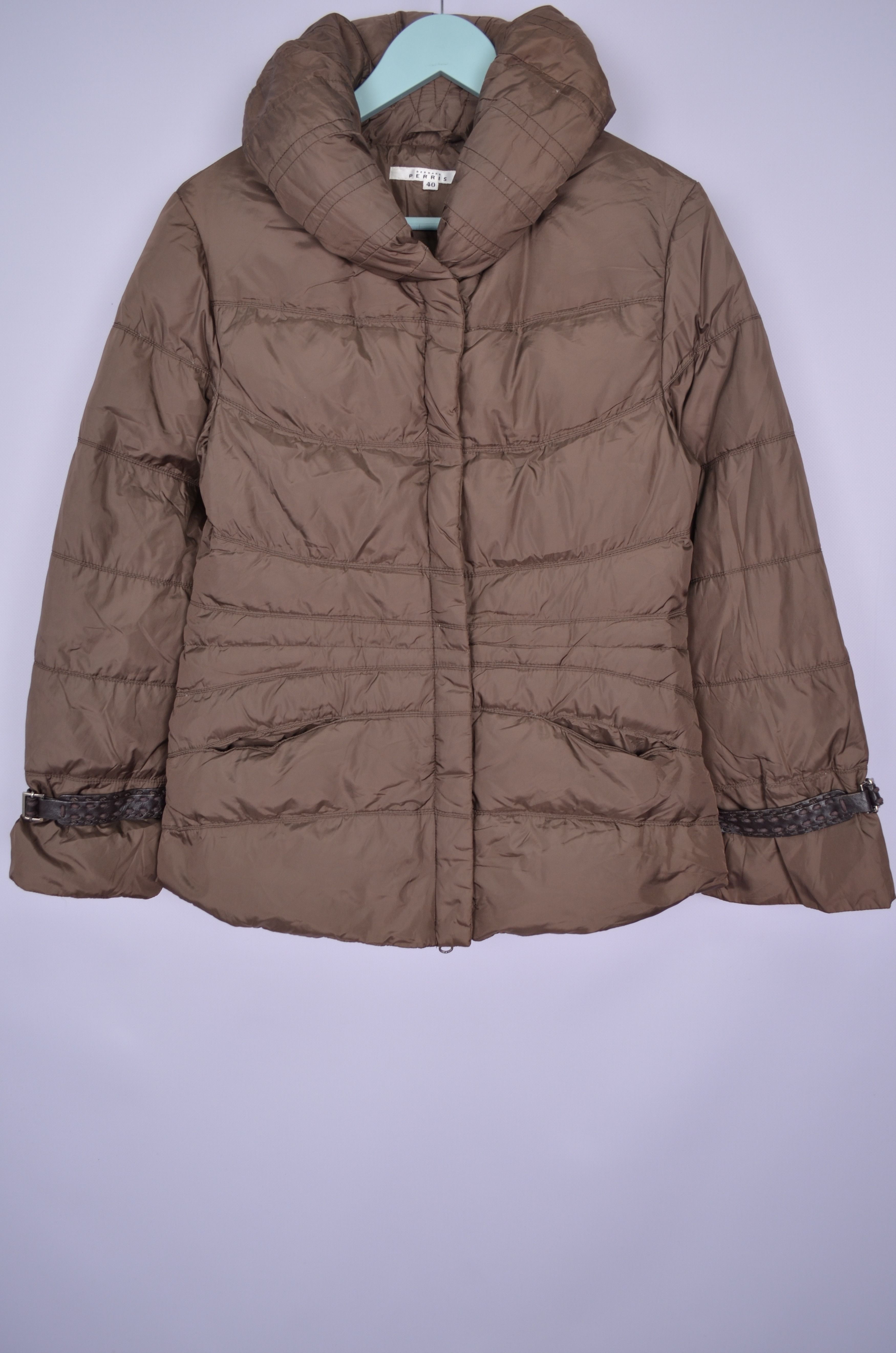 Designer Womens Bernard Perris Brown Nylon Down Jacket Puffer Size 40 Size M / US 6-8 / IT 42-44 - 3 Thumbnail