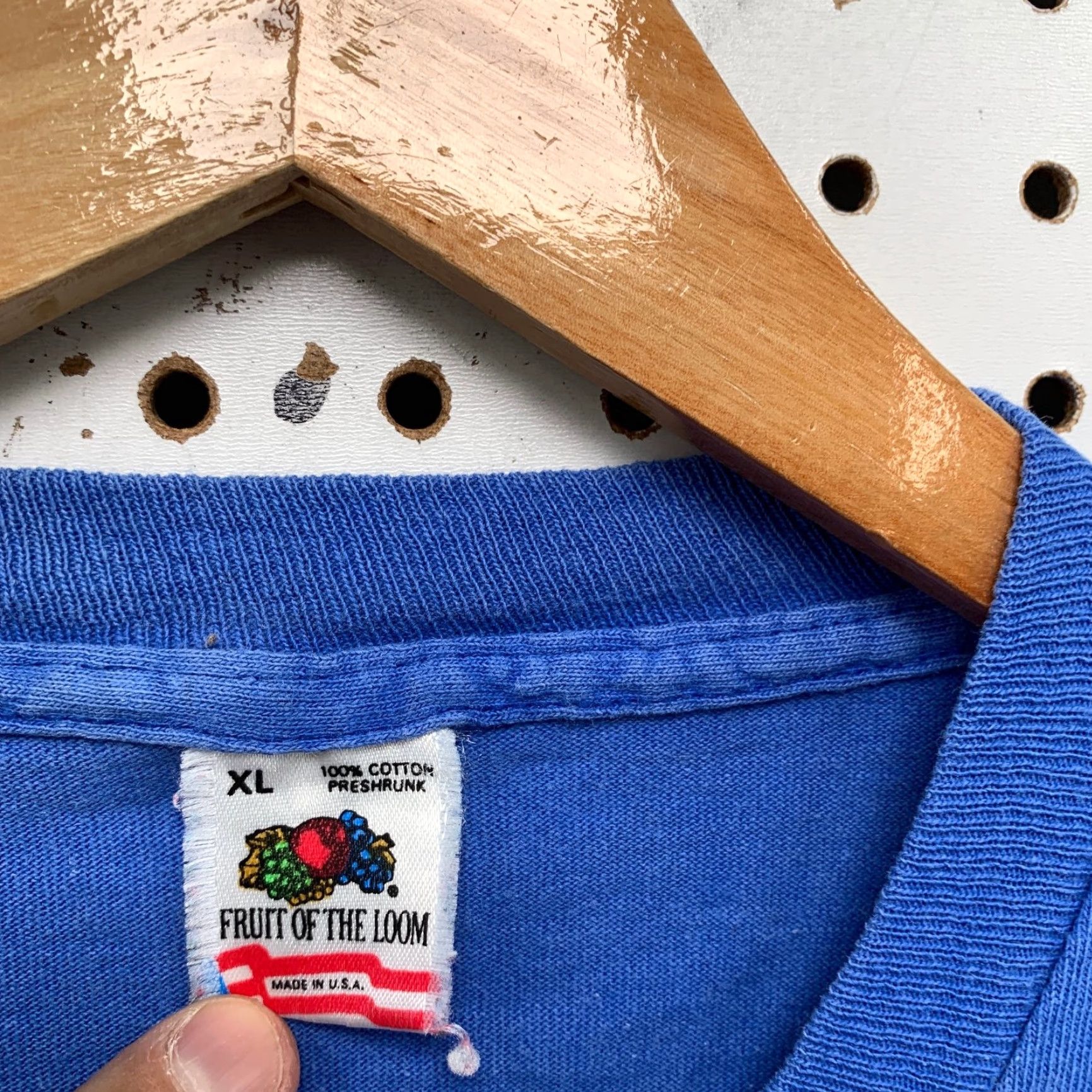 Fruit Of The Loom VINTAGE Fruit of the Loom Pocket T-Shirt Mens XL Blue Single Stitch Made USA Size US XL / EU 56 / 4 - 2 Thumbnail