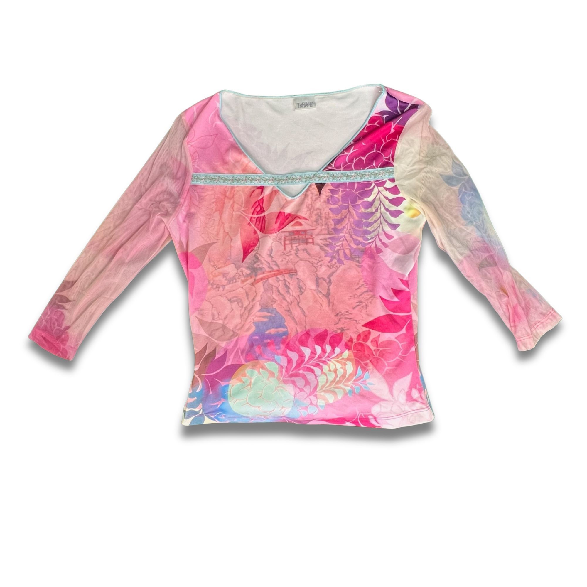 Other Love Amour Womens Long-Sleeved Floral Mesh Top Multicolor Si Size XS / US 0-2 / IT 36-38 - 2 Thumbnail