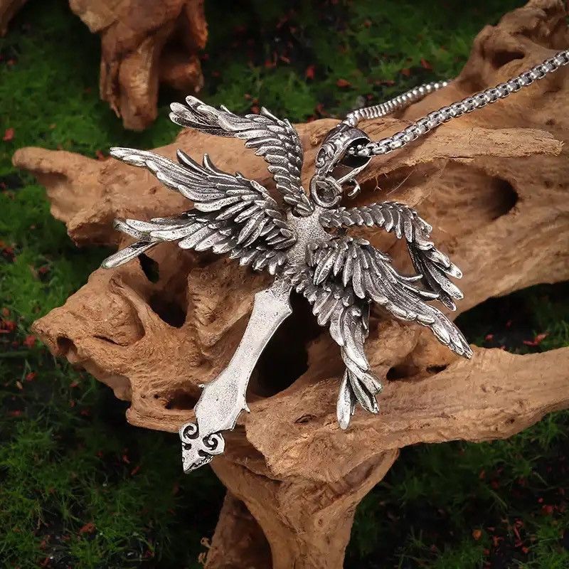 Jewelry × Vintage Classic Retro Angel Wings Cross Pendant Necklace Size ONE SIZE - 3 Thumbnail