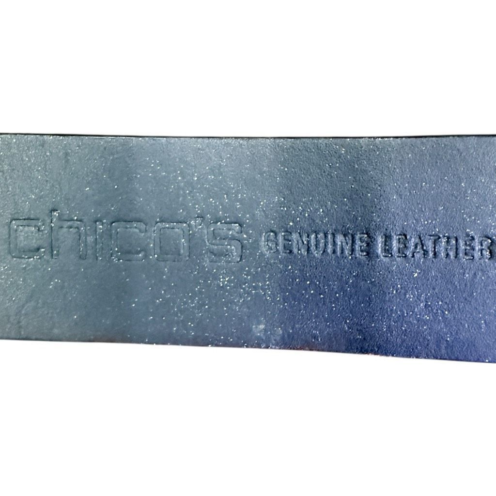 Chicos CHICO’S Metallic Gunmetal Silver Embellished Buckle Leather Size ONE SIZE - 7 Thumbnail