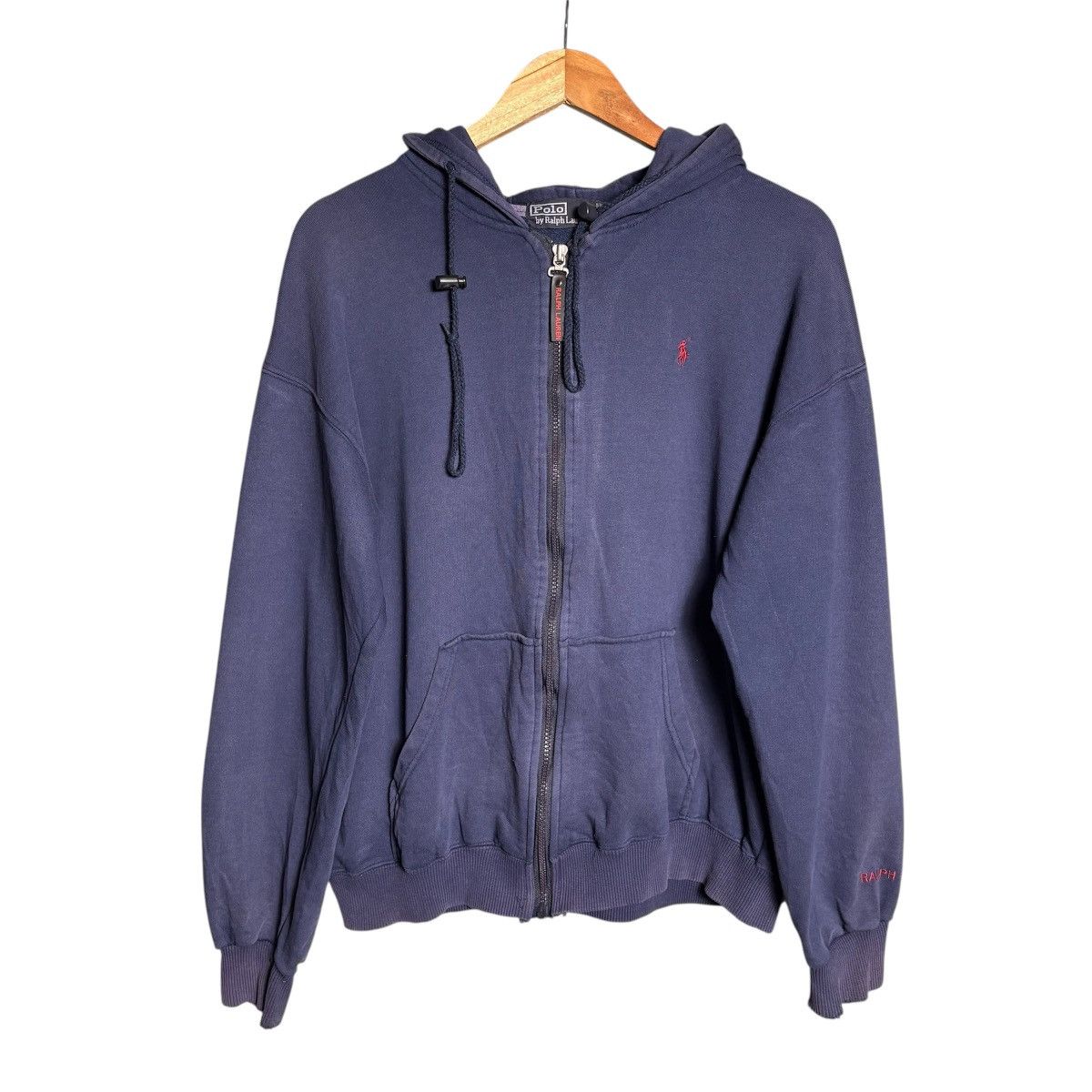 Vintage 90s Polo Ralph Lauren Pony Full Zip Navy Hoodie