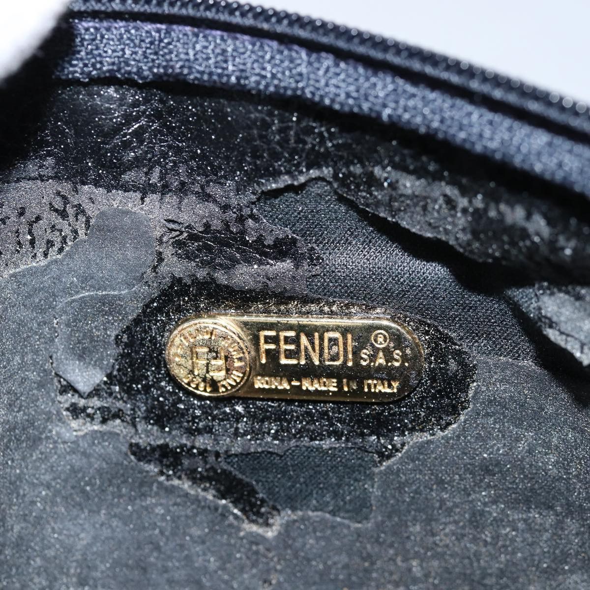 Fendi FENDI Zucchino Canvas Shoulder Bag Coated Canvas White Navy Size ONE SIZE - 11 Thumbnail