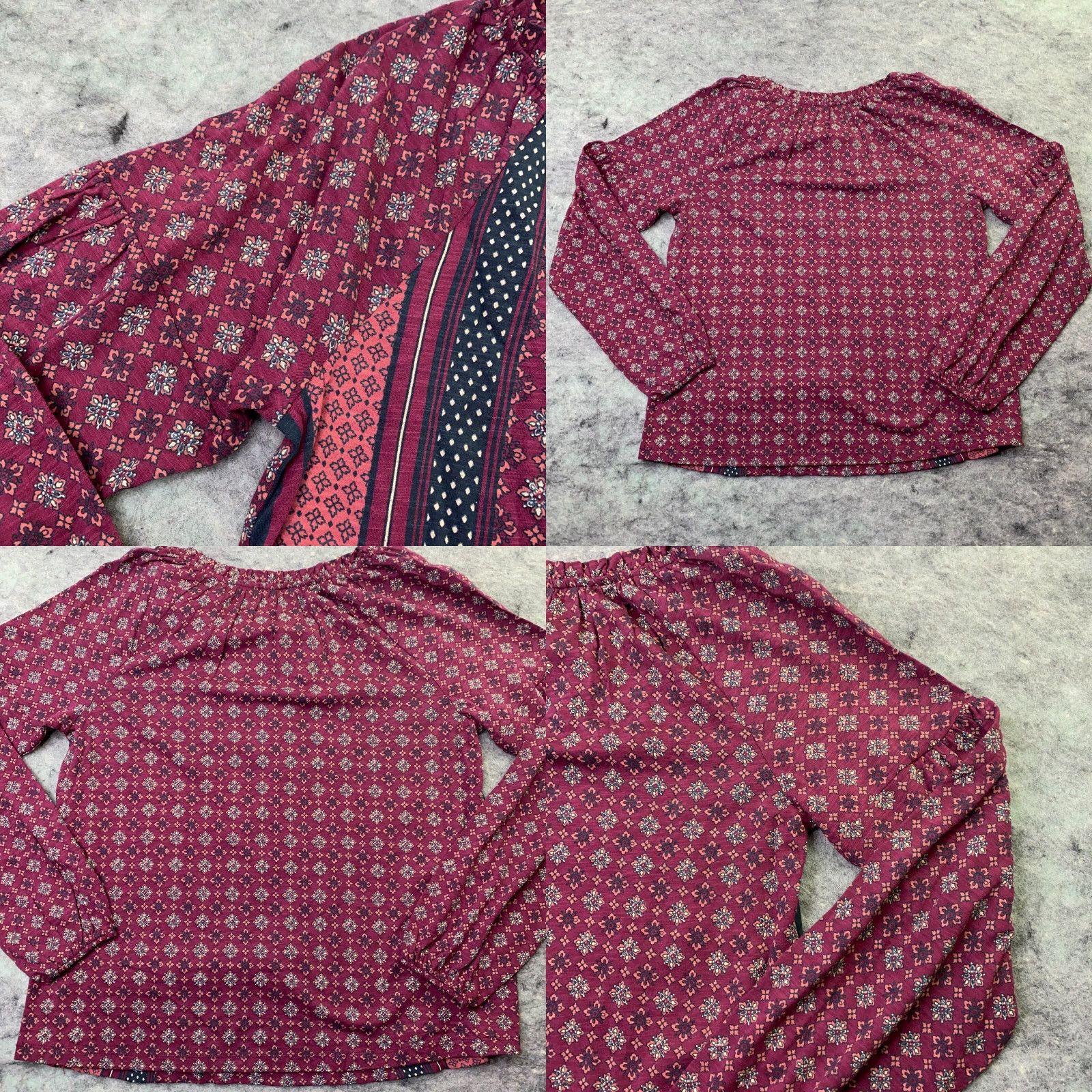 Lucky Brand Lucky Brand Women’s Shirt Top Small Maroon Tunic Boho Round Neck Keyhole Flowy Blouse Sock? Size S / US 4 / IT 40 - 8 Thumbnail