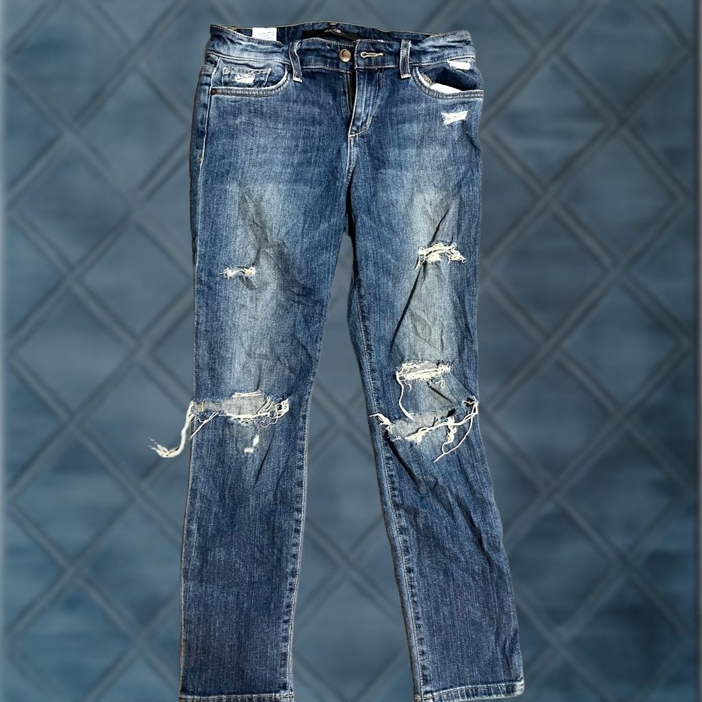 Vintage Joe's Jeans Keagan Womens 25 Blue Mid Rise Straight Ankle Distressed Denim Jeans Size 42" / US 20 - 1 Thumbnail