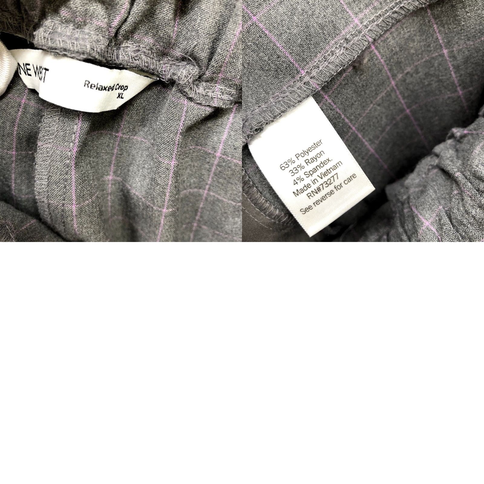 Nine West Nine West Dress Pants Womens XL Gray Windowpane Plaid Pull On Tapered High Rise Size 40" / US 18 - 8 Thumbnail