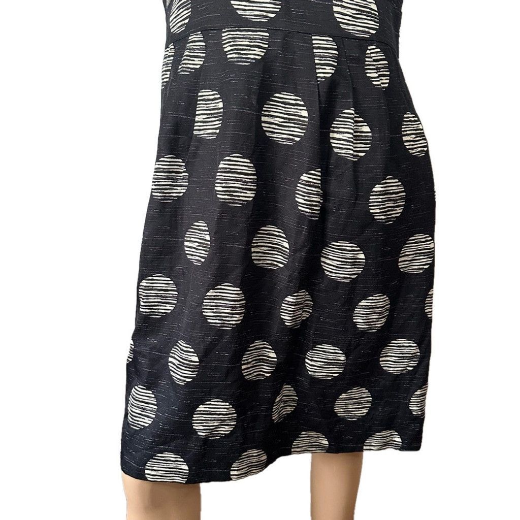 Banana Republic Banana Republic Tan Polka Dot Black Linen Fit Flare Dress 10 Size L / US 10 / IT 46 - 6 Thumbnail