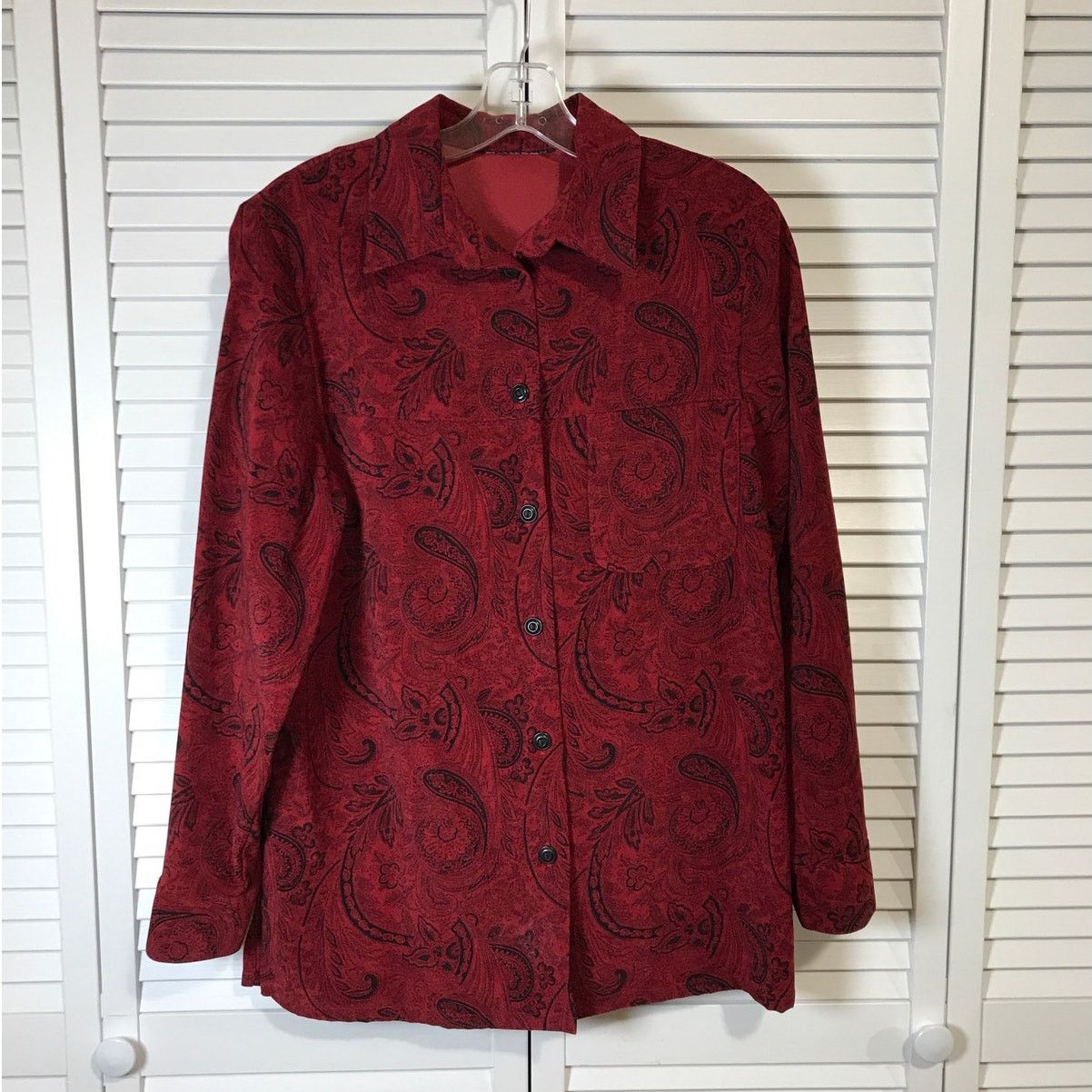 Other Sag Harbor Red Paisley Collared Long Sleeve Tunic Shirt Size L / US 10 / IT 46 - 1 Thumbnail