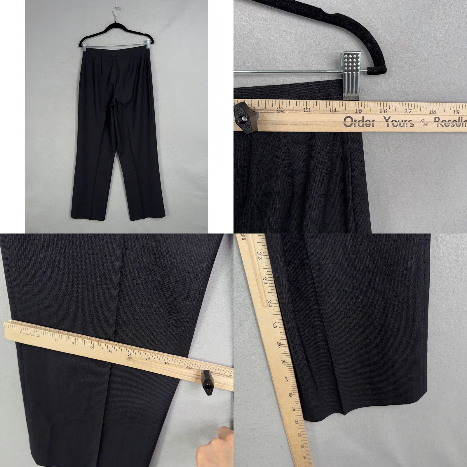 Zanella Zanella Pant Suit Womens 6 Black Wool Two Button Blazer Pants Italy Career Suit Set Women Size 28" / US 6 / IT 42 - 10 Thumbnail