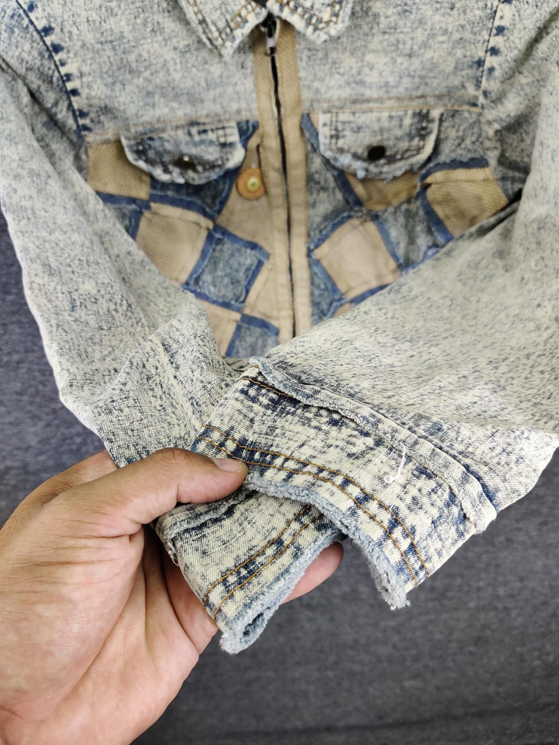 Vintage Vintage Acid Wash Checkerboard Patchwork Denim Jacket Size US S / EU 44-46 / 1 - 9 Thumbnail