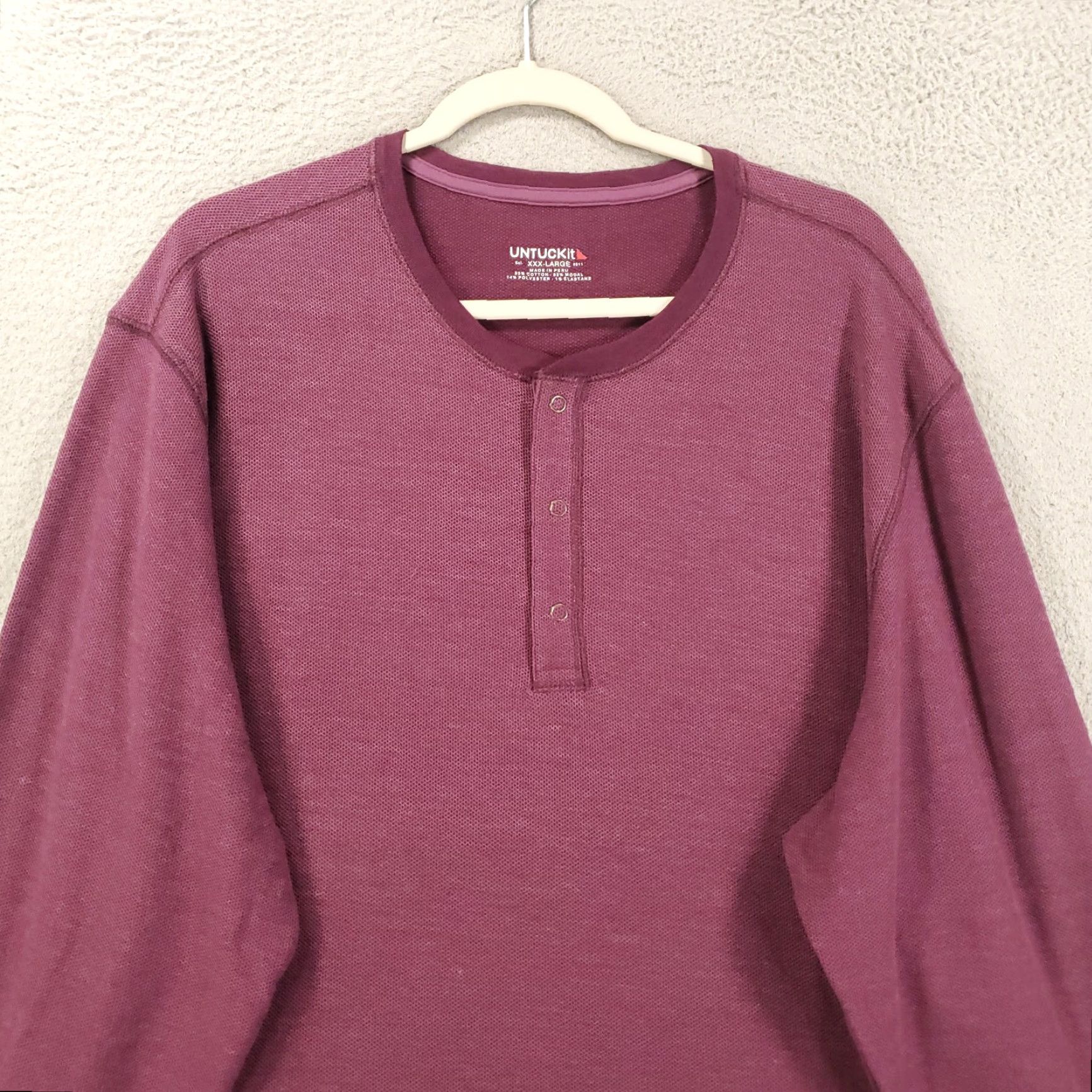 UNTUCKit UNTUCKit Mens Shirt Purple Long Sleeve Henley 3XL Stretch Snap Up Neck T-Shirt Casual Size US XXL / EU 58 / 5 - 2 Thumbnail