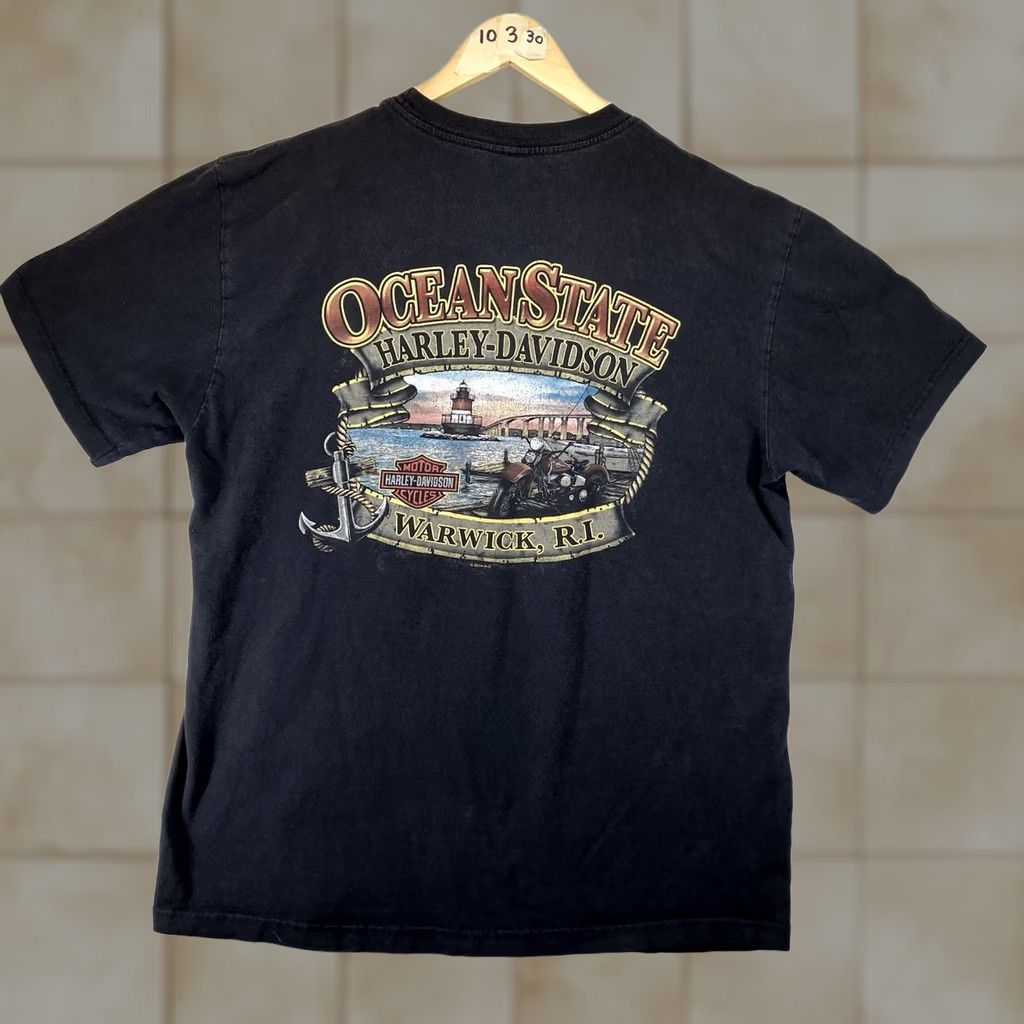 Harley Davidson Harley-Davidson Patriotic T Shirt Mens XL Black Made in USA Flag Warwick RH 2014 Size US XL / EU 56 / 4 - 1 Thumbnail