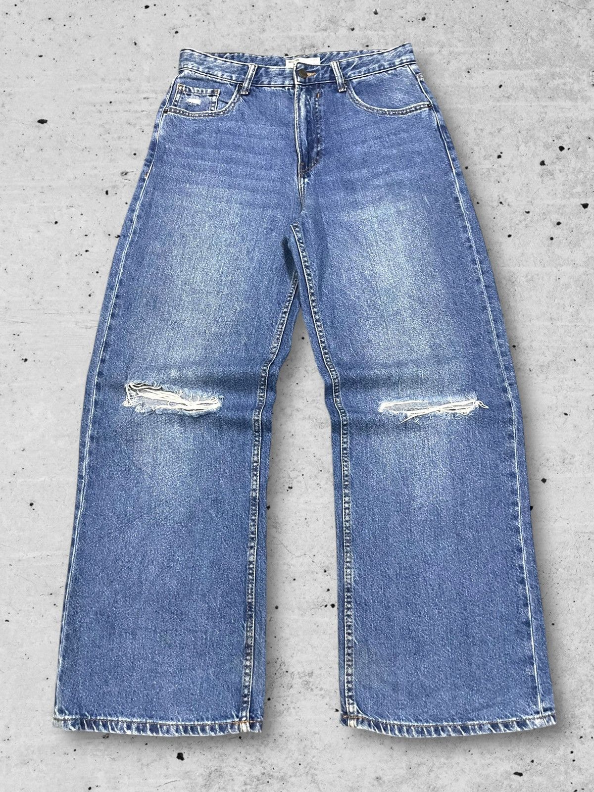 Japanese Brand Japanese Denim Baggy 90s Wide Leg Ripped Blue Straight Jeans Size US 30 / EU 46 - 1 Thumbnail