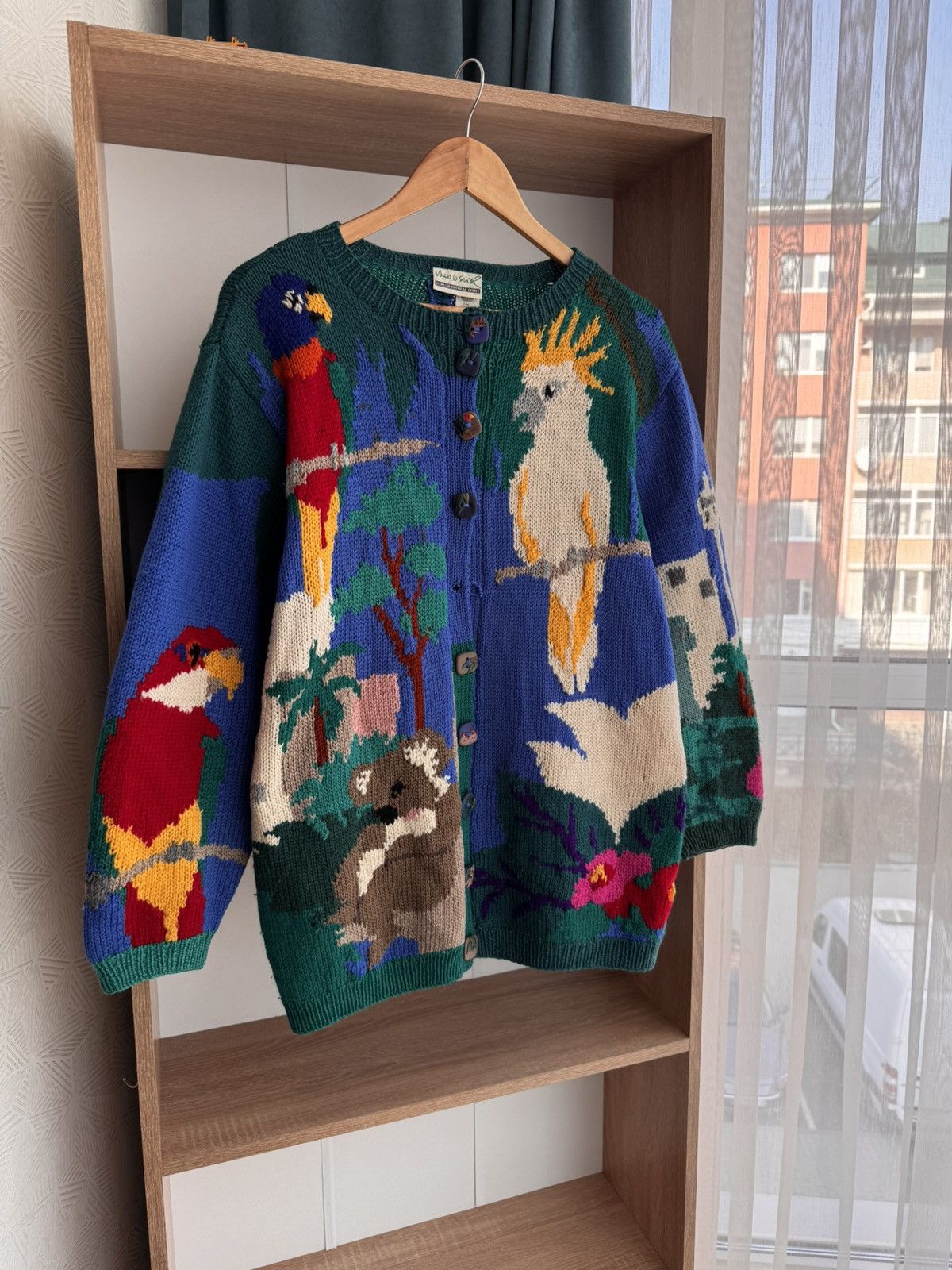 Vintage Vintage Signature Sydney Parrot & Coala Luxury Wool Cardigan Size US L / EU 52-54 / 3 - 5 Thumbnail