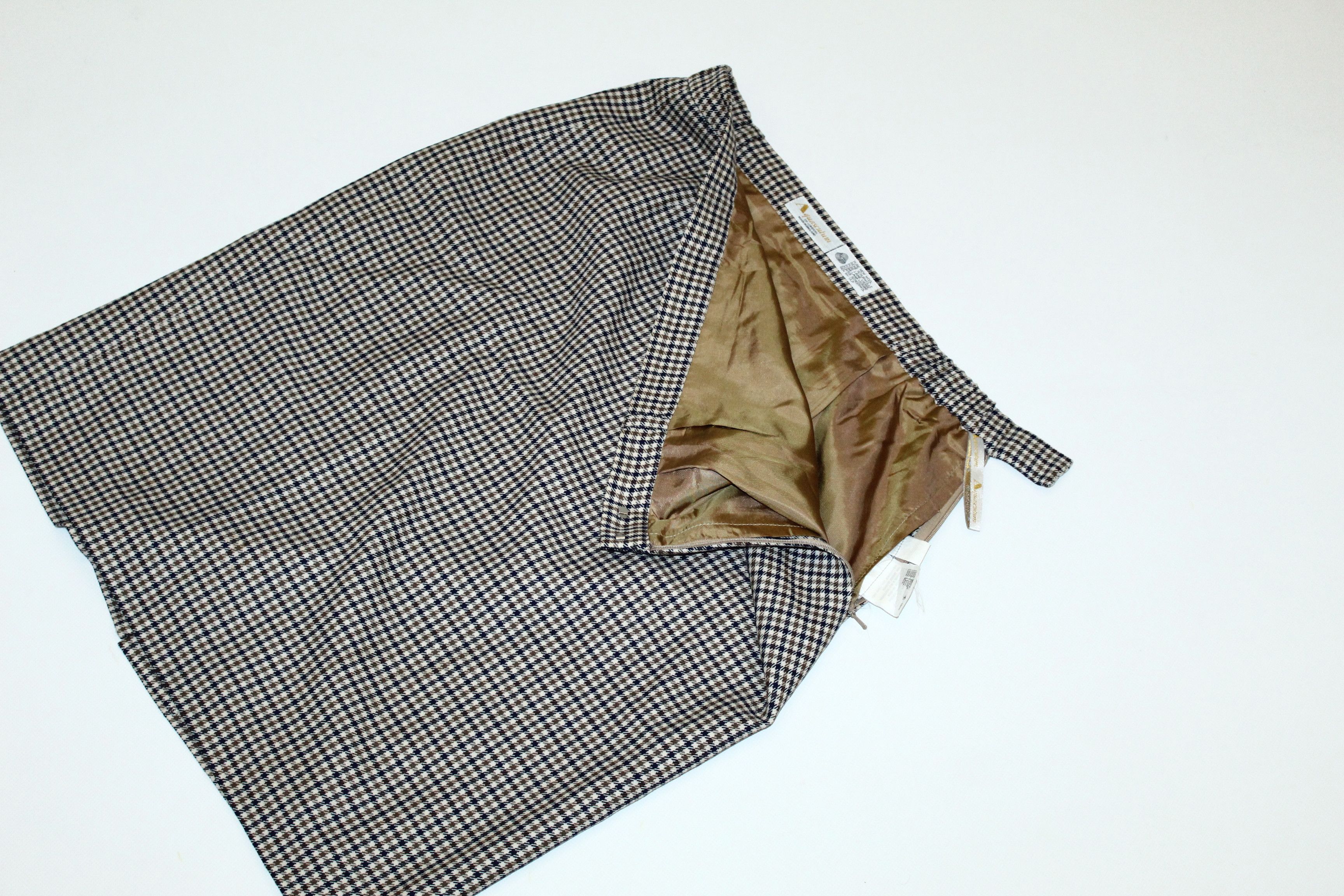 Aquascutum VTG Aquascutum York Club Checker Wool Trapeze Skirt Size 34" / US 12 / IT 48 - 8 Thumbnail