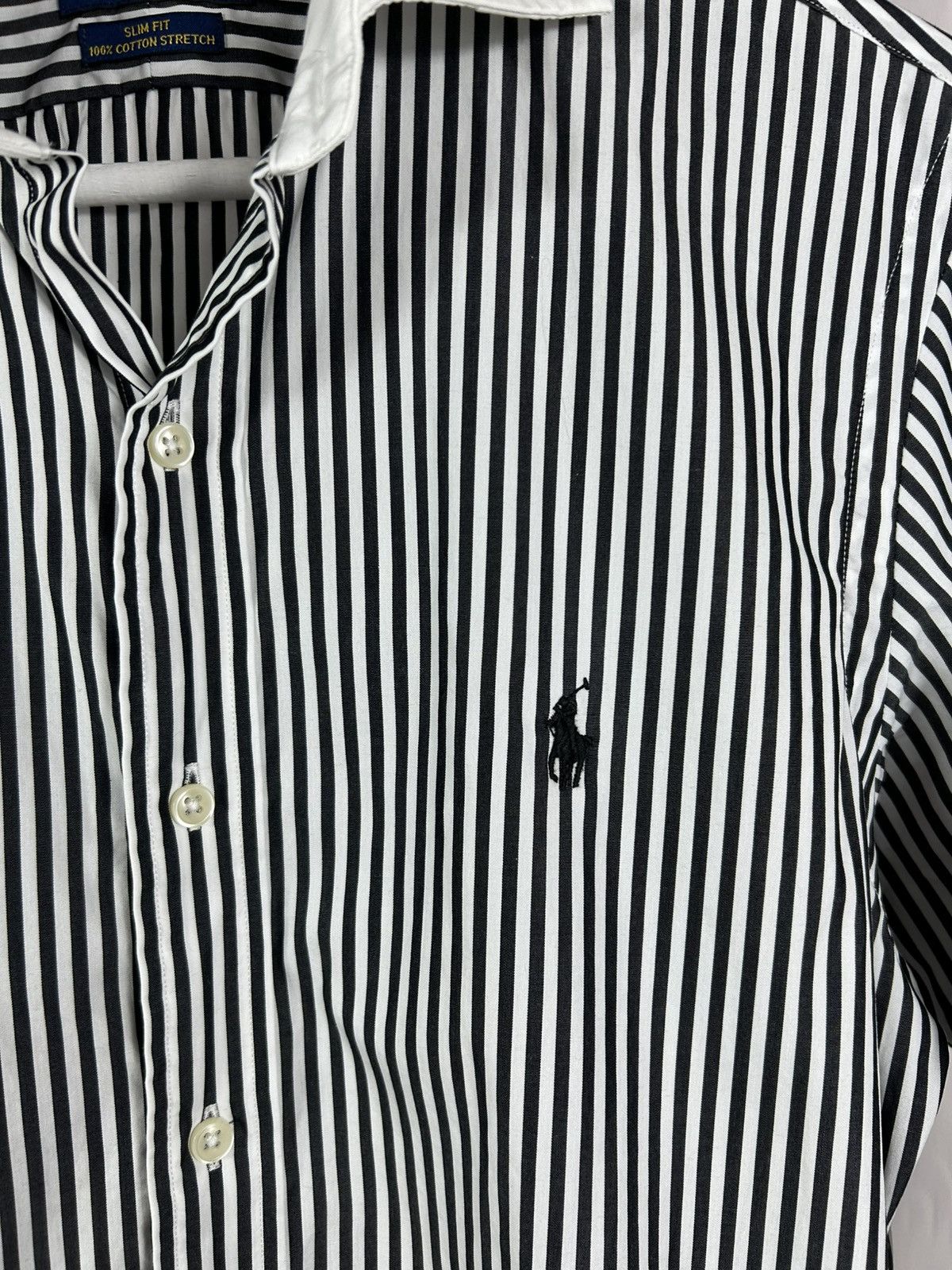 Polo Ralph Lauren Polo Ralph Lauren Black/White Slim Fit Cotton Stretch Shirt Size US S / EU 44-46 / 1 - 4 Thumbnail