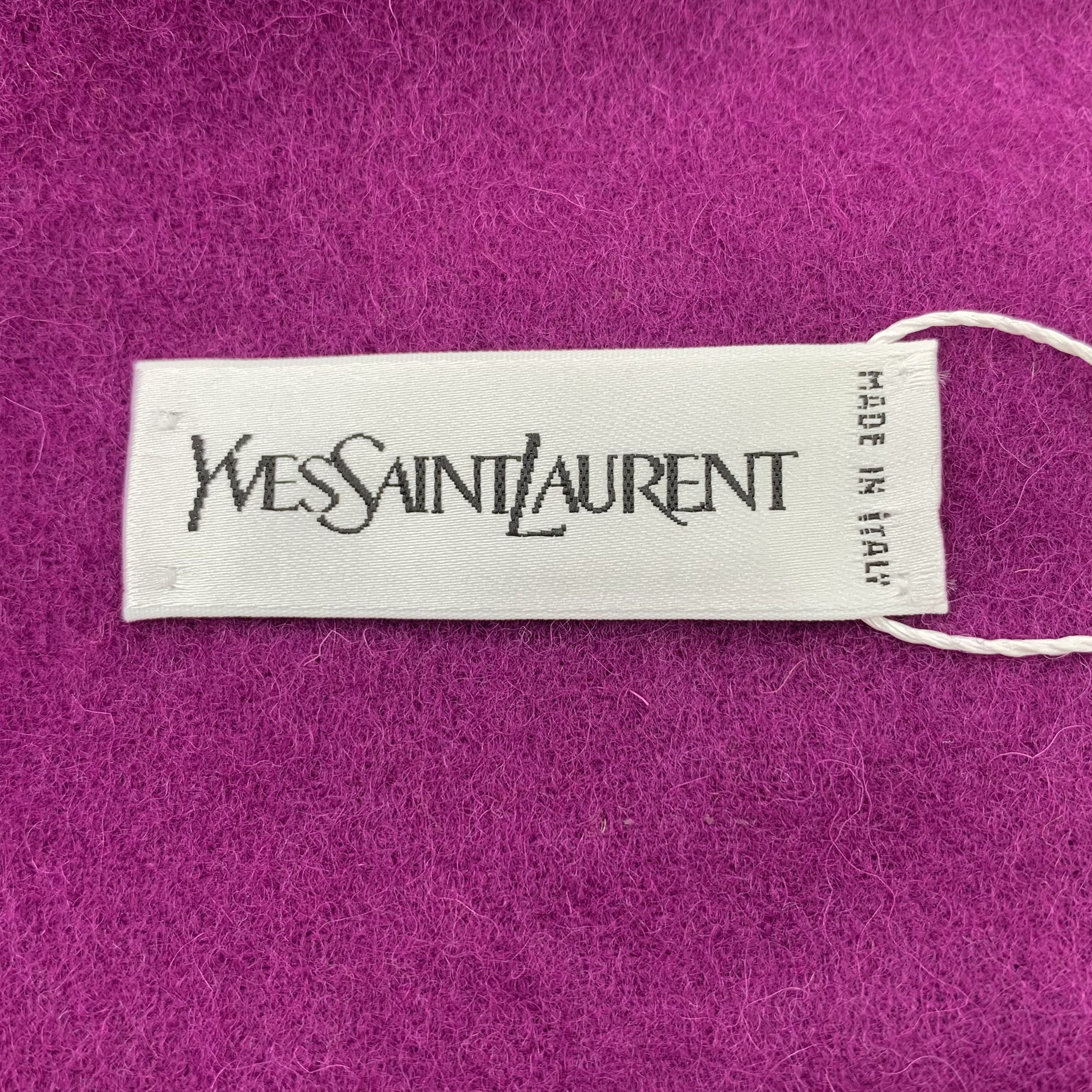 Saint Laurent Paris Saint Laurent Logo Embroidered Wool Fringe Scarf (165×32cm) Size ONE SIZE - 2 Thumbnail