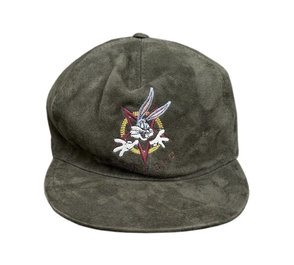 image of Vintage Iceberg Bugs Bunny Olive Suede Strapback, Men's