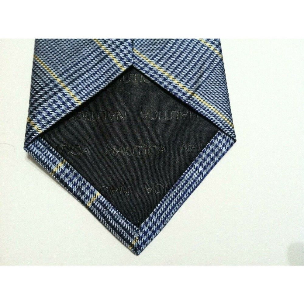 Nautica NWOT NAUTICA MENS NEW BLUE 100%SILK PLAID TIE WIDTH: 3 3/4" Size ONE SIZE - 3 Thumbnail