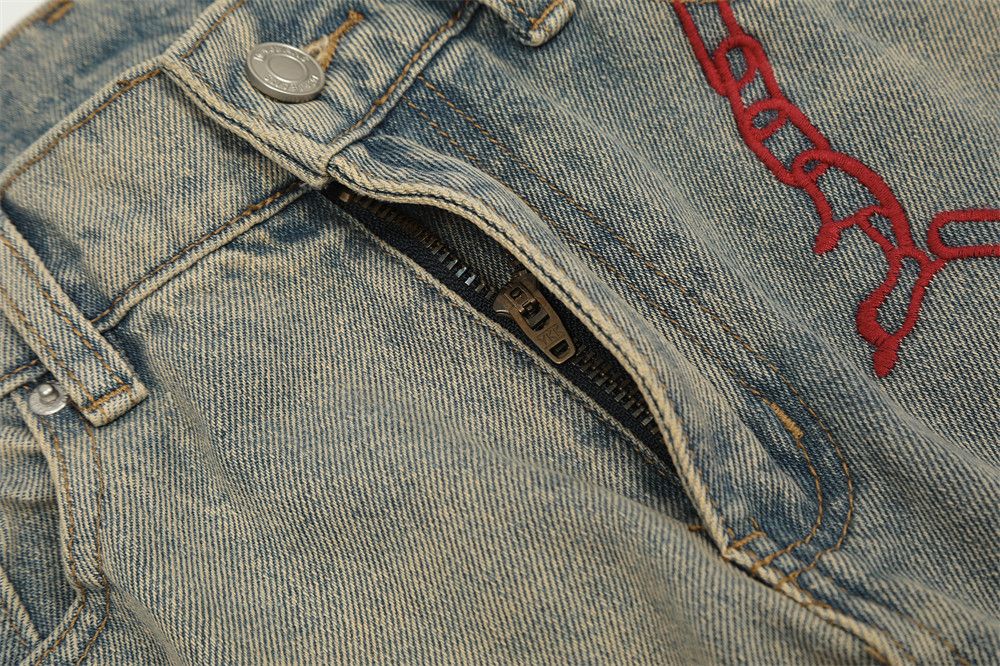 Japanese Brand × Jean Washed distressed vintage embroidered chain casual jeans Size US 32 / EU 48 - 5 Thumbnail