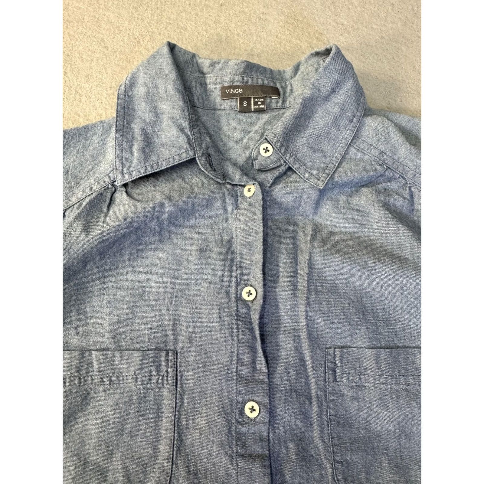Vince Vince Womens Small Blue Chambray Button Front Casual Raglan Shirt Size S / US 4 / IT 40 - 4 Thumbnail