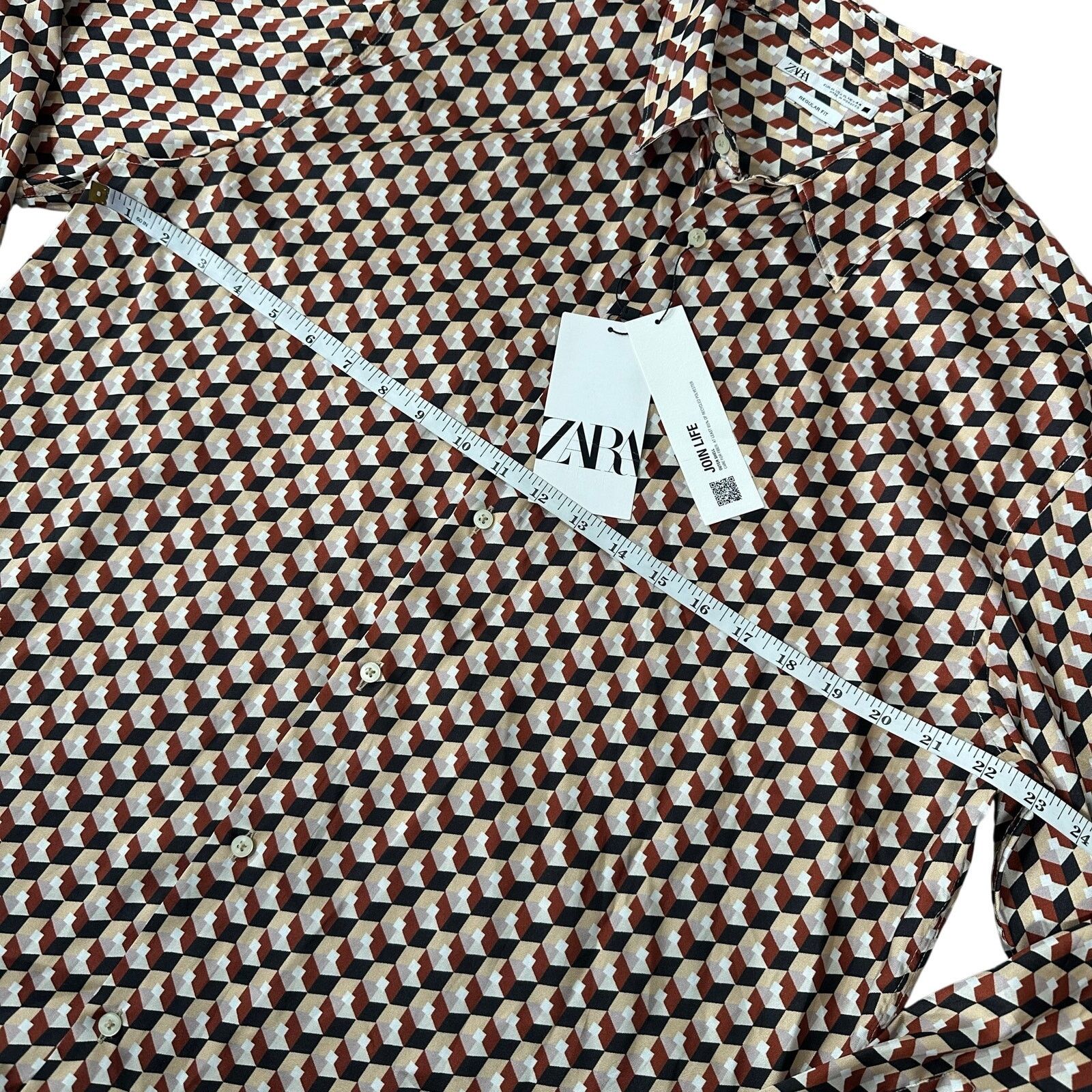 Zara Zara Regular Fit Geometric Print Button Down Shirt Size XL Size US XL / EU 56 / 4 - 3 Thumbnail
