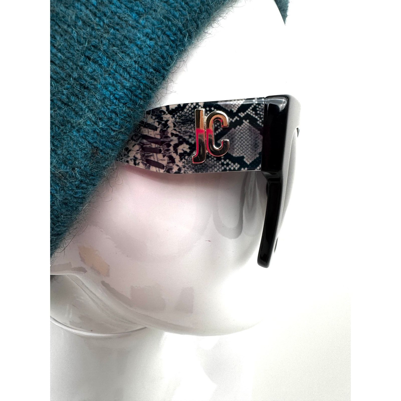 Just Cavalli Just Cavalli Logo Plaque Reptile Arm Oversized Sunglasses Size ONE SIZE - 3 Thumbnail