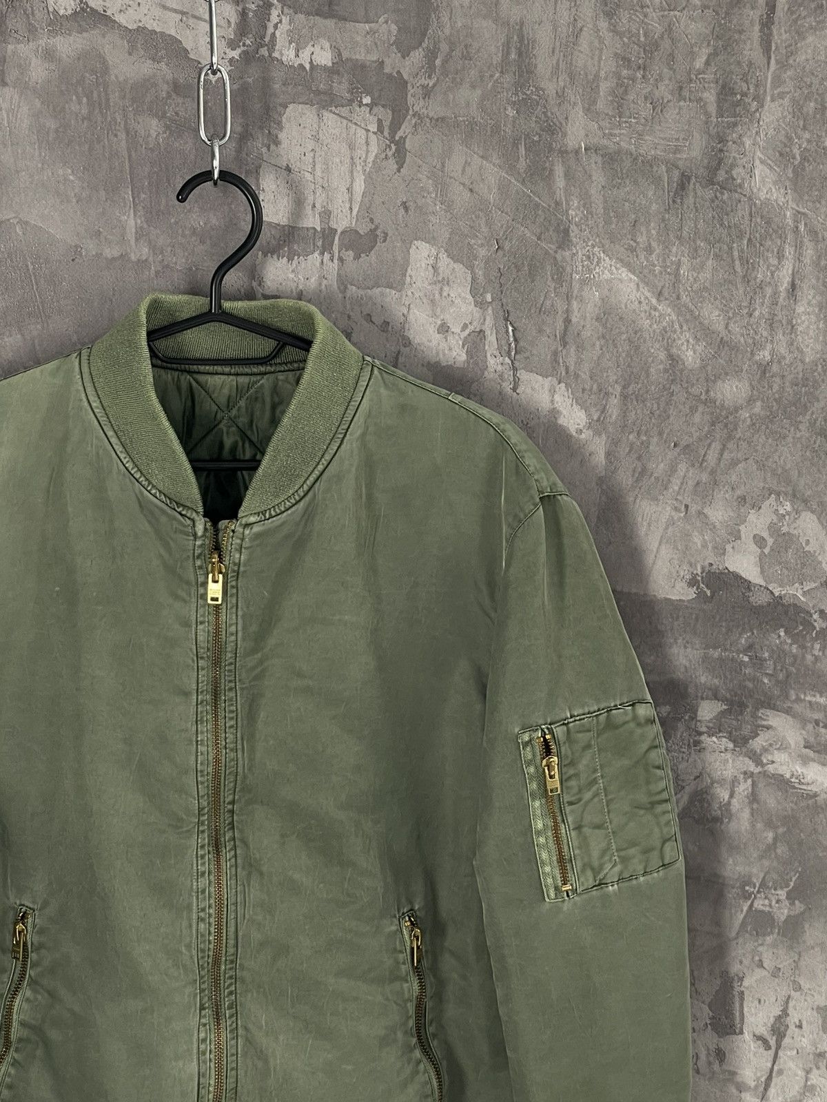 Designer × Japanese Brand Vintage Green MA-1 Reversible Cropped Bomber Jacket Size M / US 6-8 / IT 42-44 - 4 Thumbnail
