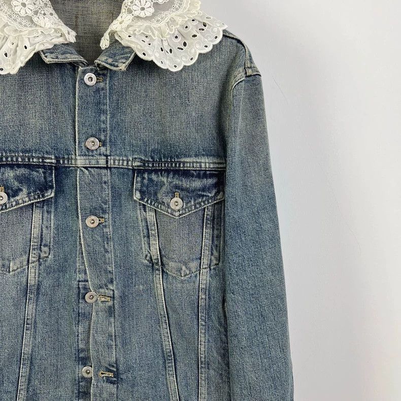 Prada Miumiu Denim Jacket with Lace Collar-2506 Size S / US 4 / IT 40 - 4 Thumbnail
