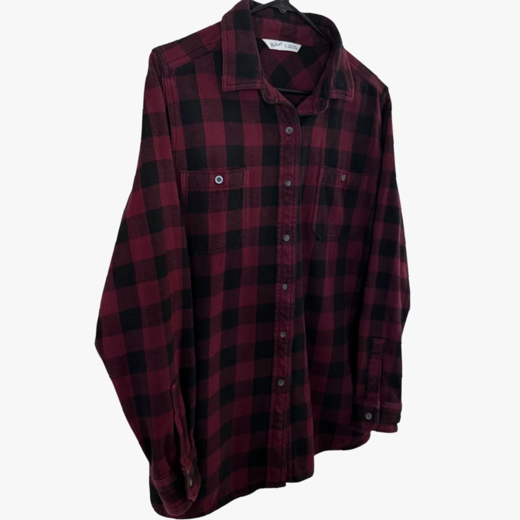 Vintage Woolrich Buffalo Check Flannel Shirt Red Women's Large Plaid Cotton Button-Up Size L / US 10 / IT 46 - 3 Thumbnail