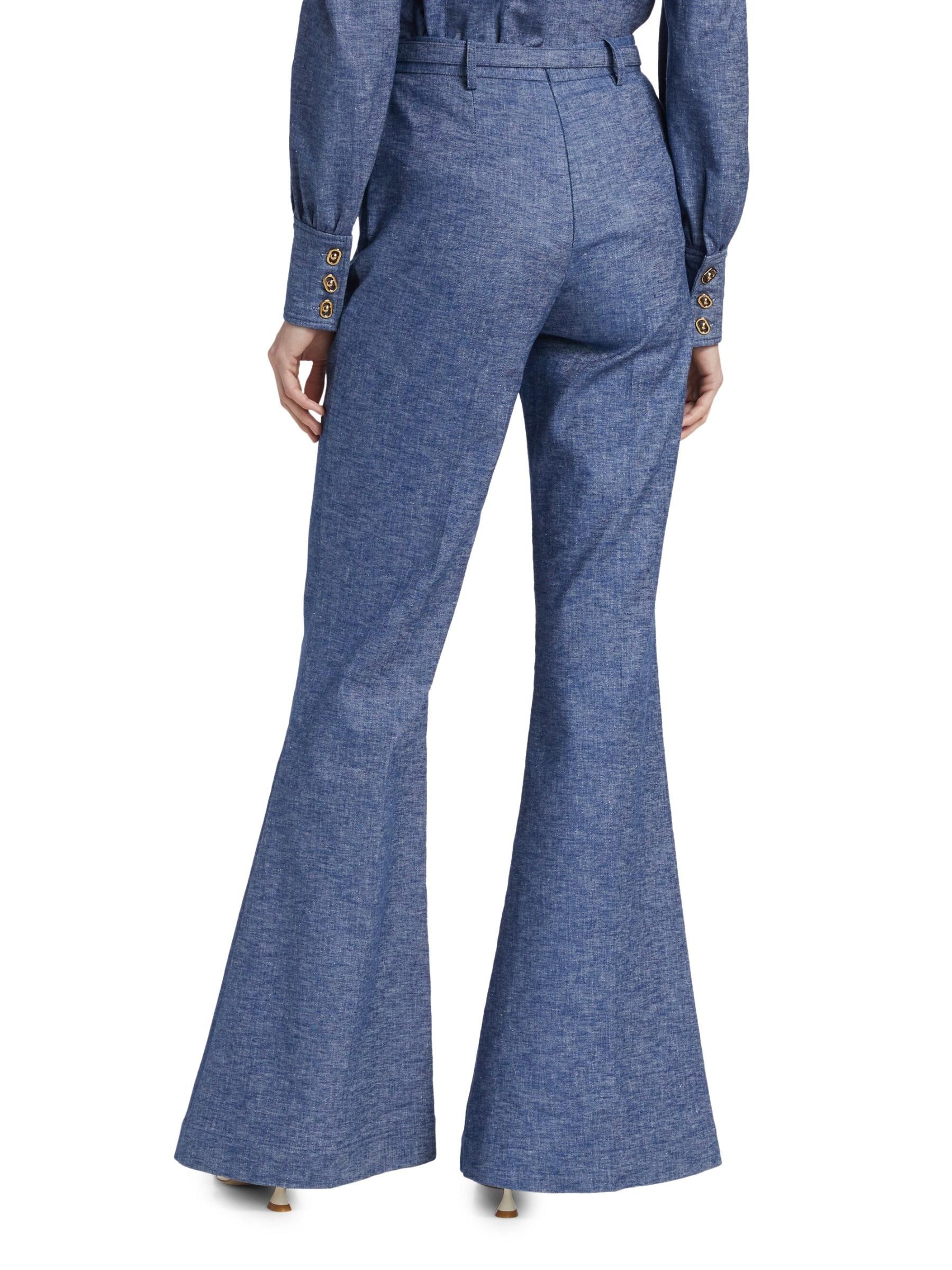 Zimmermann oc11z0825 Eden Chambray Flared Pants in Blue Size 30" / US 8 / IT 44 - 3 Thumbnail