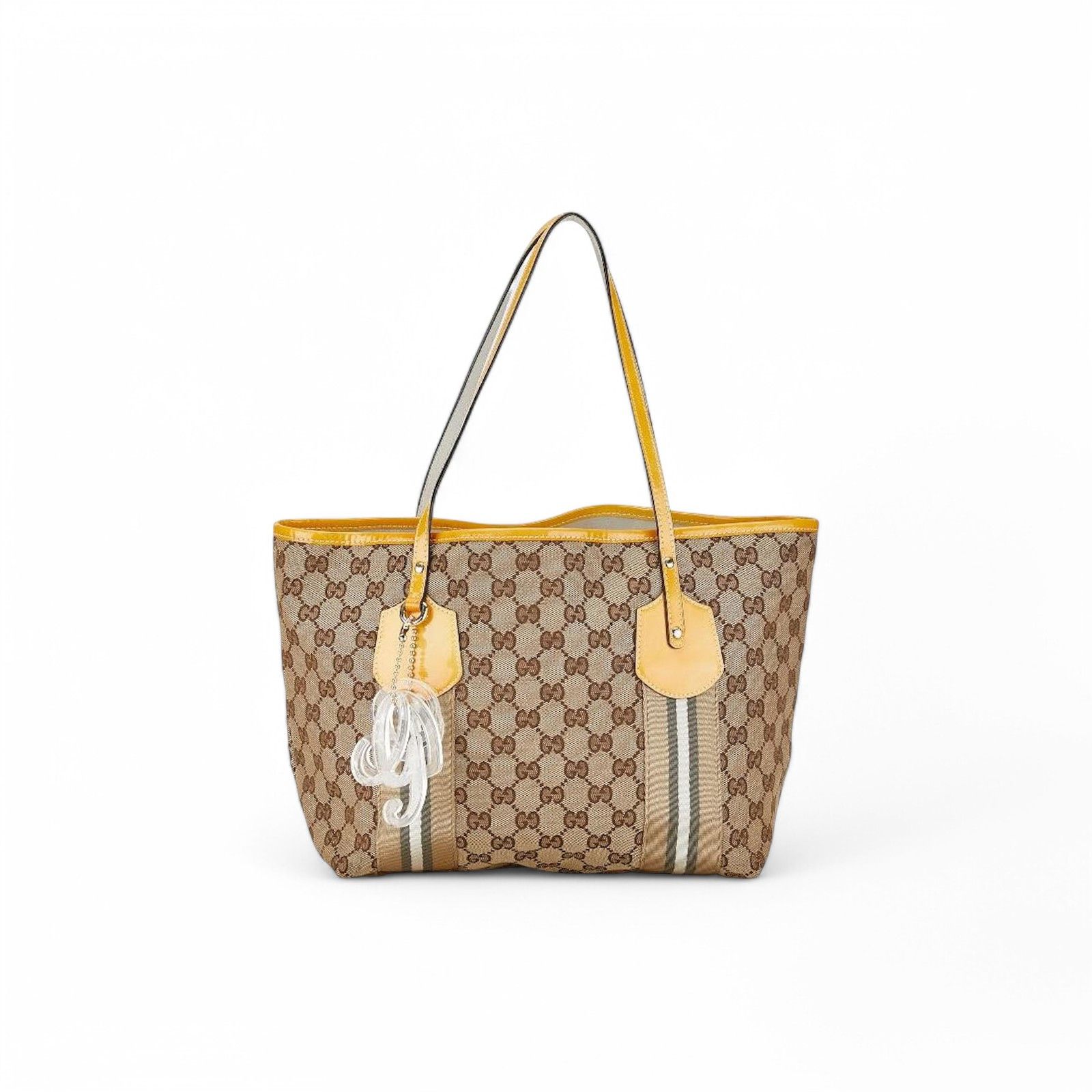 Gucci Gucci - Tote Handbag GG Monogram Beige Leather Brown Charms Size ONE SIZE - 1 Thumbnail