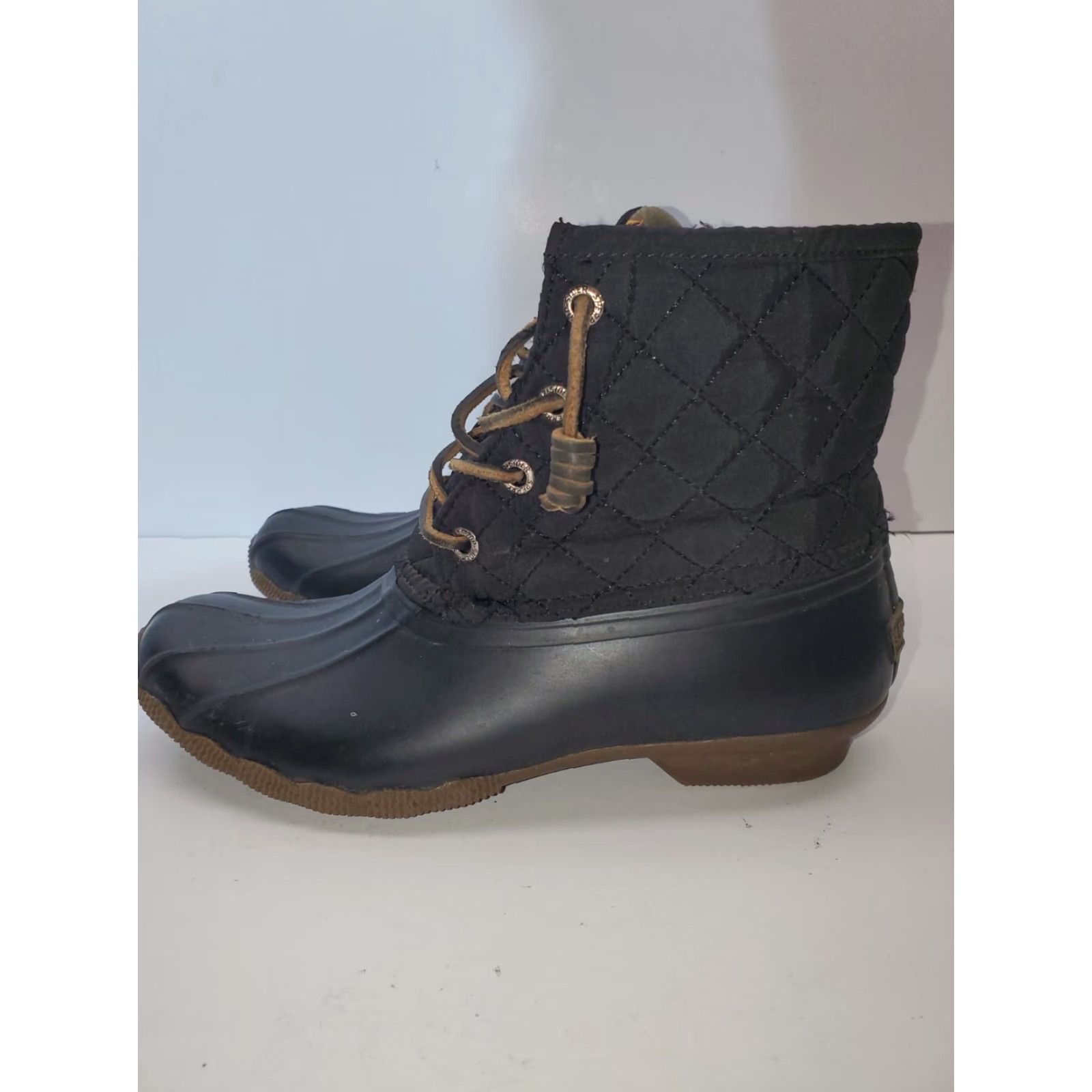 Sperry VINTAGE Sperrys Topsider Womens Boots Waterproof Rubber Lined Quilted Zipper Black Sz 6 Womens Mens? Size US 6 / IT 36 - 3 Thumbnail