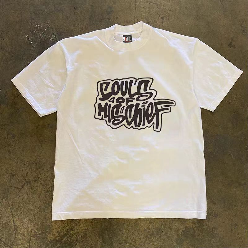 Vintage White Loose Letter Print Short Sleeve T-Shirt Size US L / EU 52-54 / 3 - 2 Thumbnail