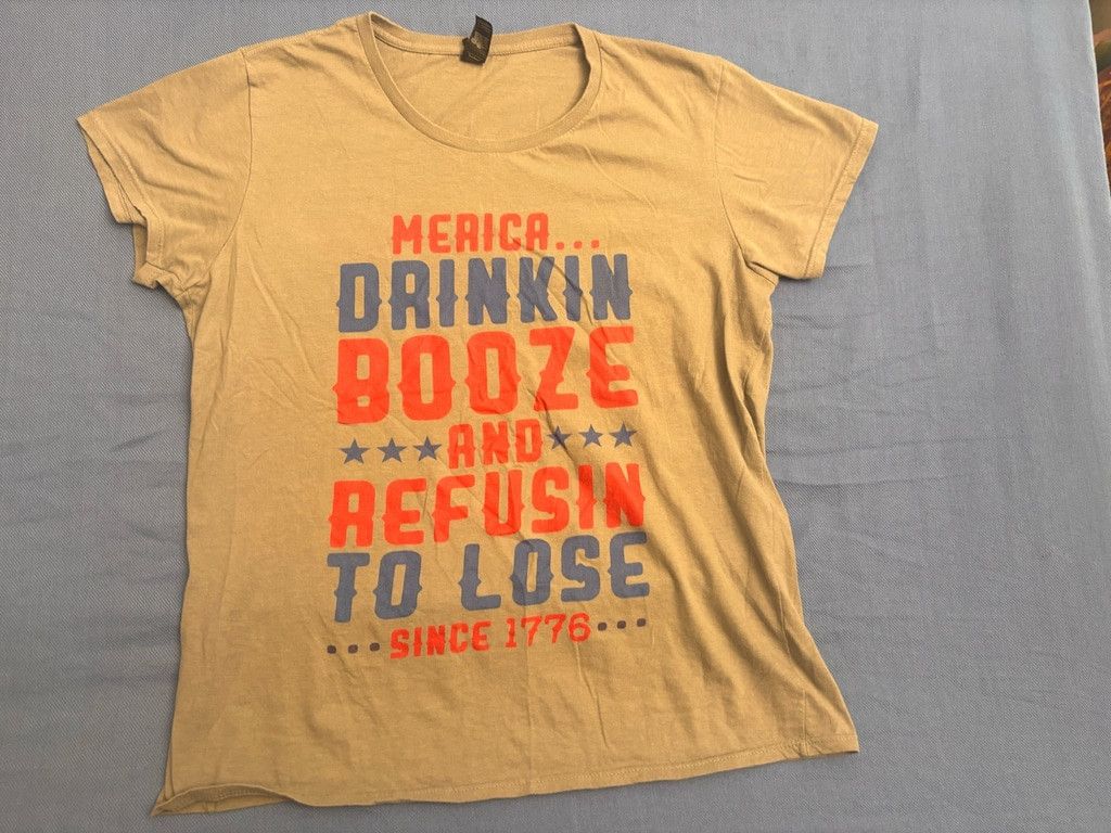 Anvil Women's Anvil American Patriotic T-shirt Size L Gray Size L / US 10 / IT 46 - 1 Thumbnail