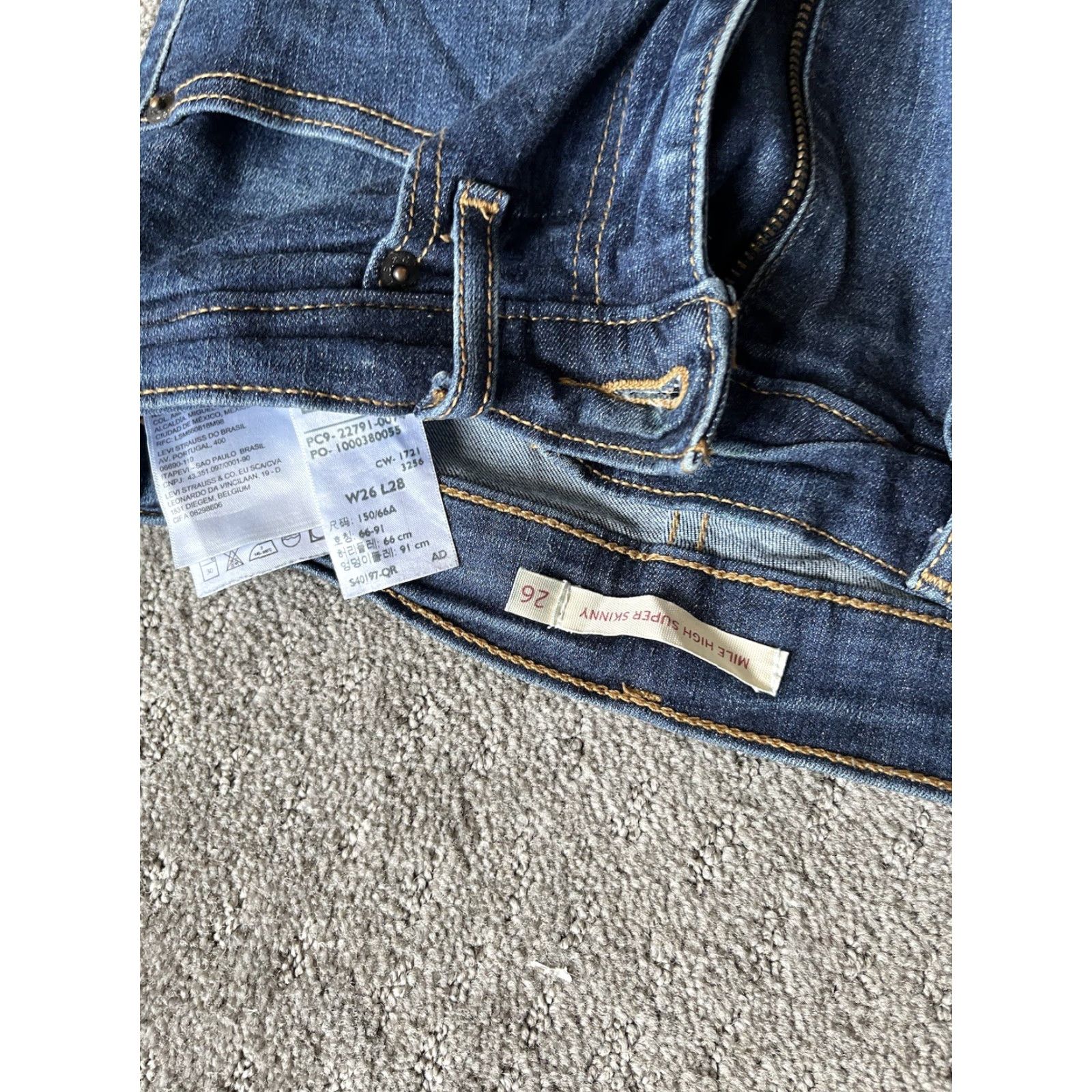 Levi's Levi's Mile High Super Skinny Jeans Womens 29 (26W x 28L) Blue High Rise Stretch Denim Size 29" - 5 Thumbnail