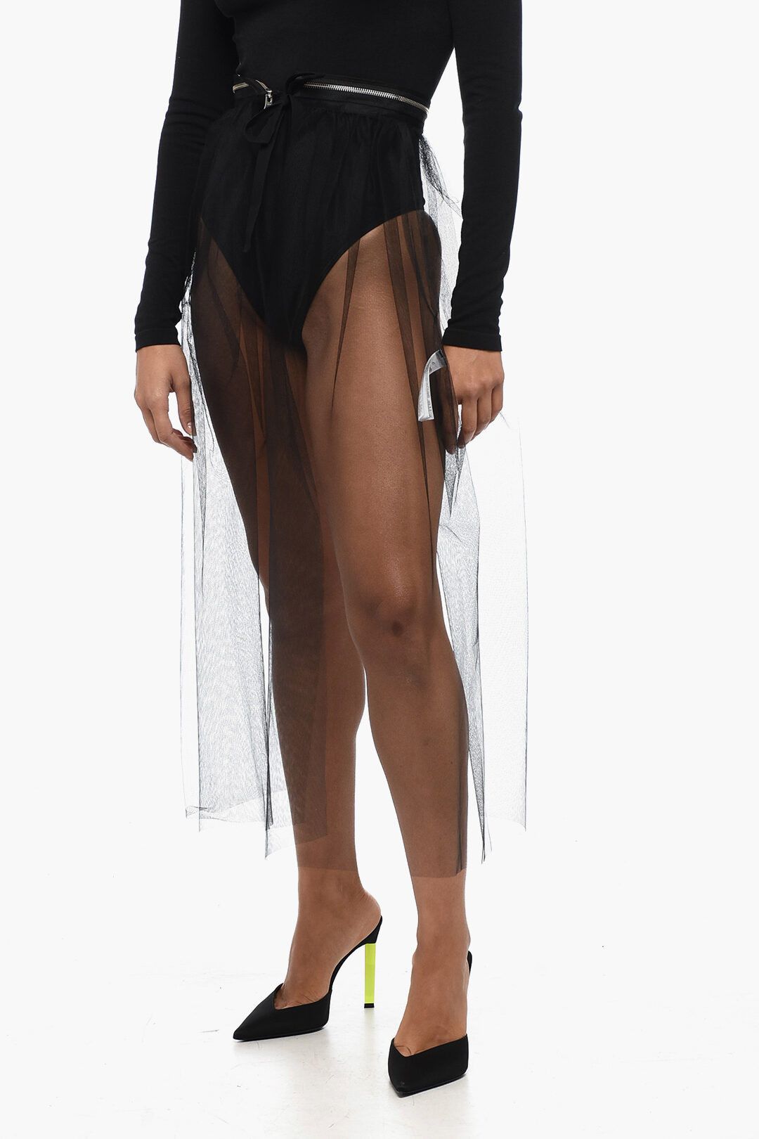 Maison Margiela og1mm1224 Zipped Waist Tulle Skirt in Black Size 32" / US 10 / IT 46 - 1 Thumbnail