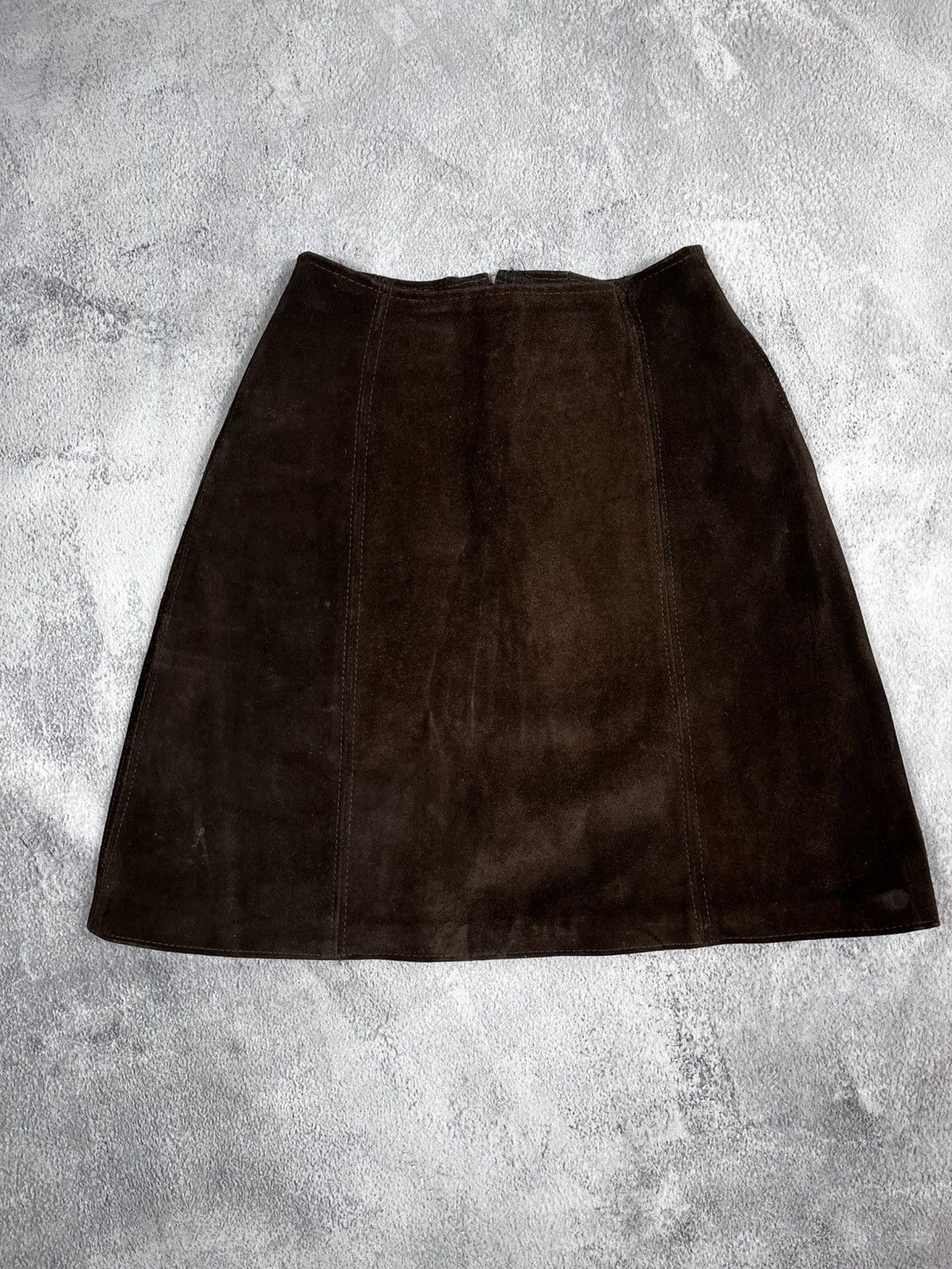 Leather × Vintage Vintage 90s Leather mini skirt avant garde oldmoney style Size 23" - 4 Thumbnail