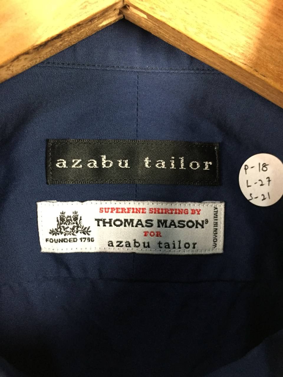 Japanese Brand Azabu Tailor x Thomas Mason Navy Blue Button-Down Shirt Size US S / EU 44-46 / 1 - 9 Thumbnail