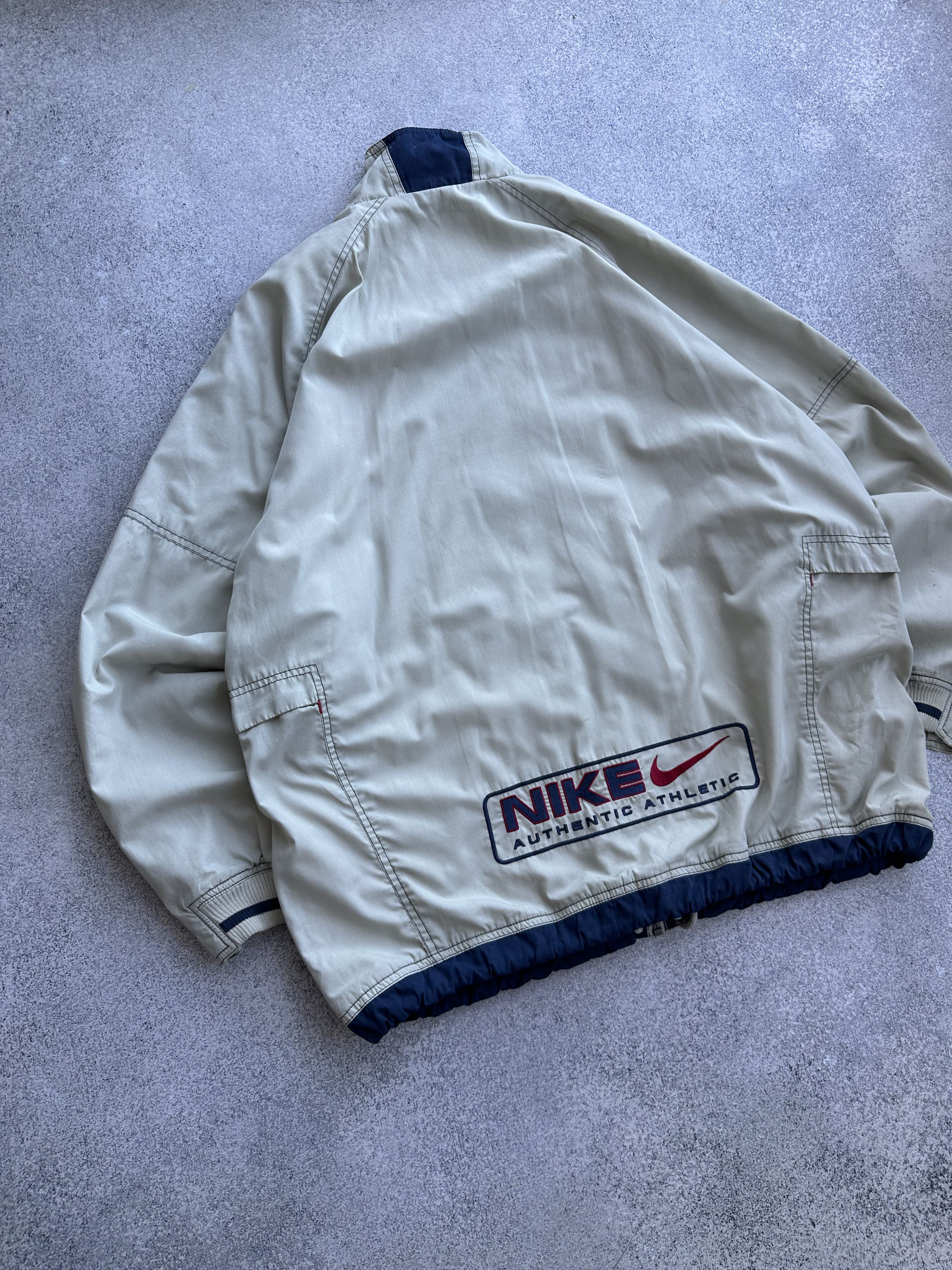 Nike × Vintage Nike Authentic Athletic Beige Vintage Track Jacket Size US L / EU 52-54 / 3 - 11 Thumbnail