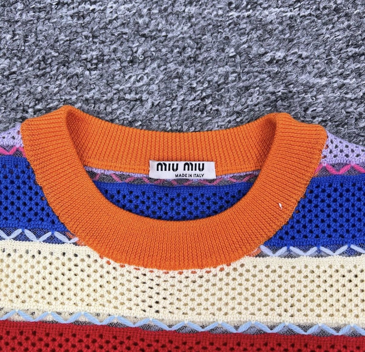 Miu Miu Miumiu / Rainbow Cutout Knit Short Sleeve K12 Size XS / US 0-2 / IT 36-38 - 3 Thumbnail