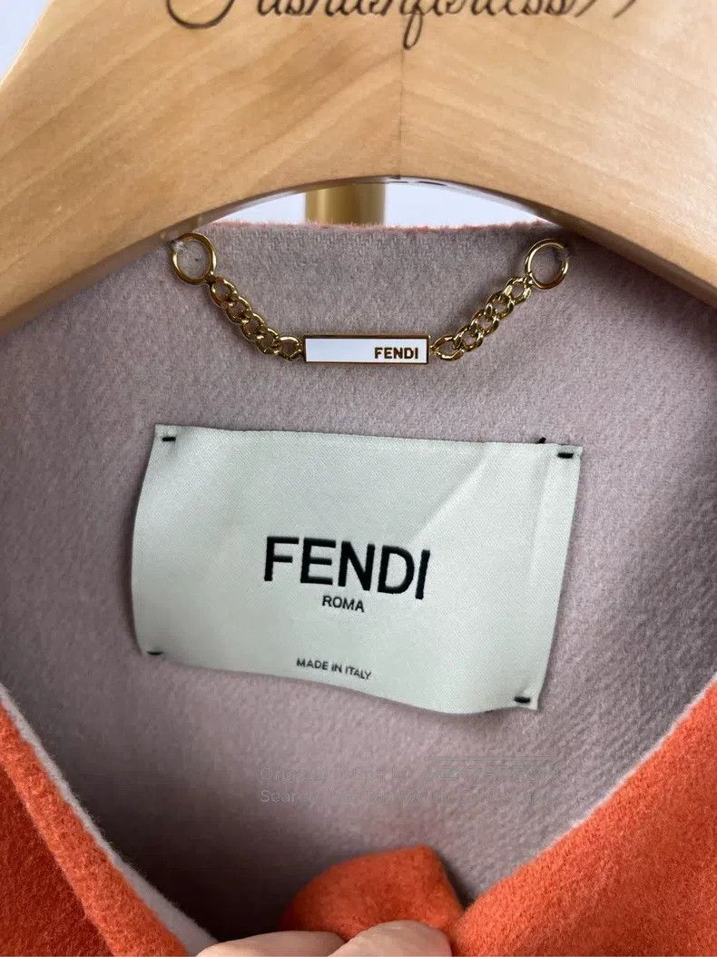 Fendi Fendi Orange Patchwork Short Sleeve Wool Coat Size XS / US 0-2 / IT 36-38 - 4 Thumbnail