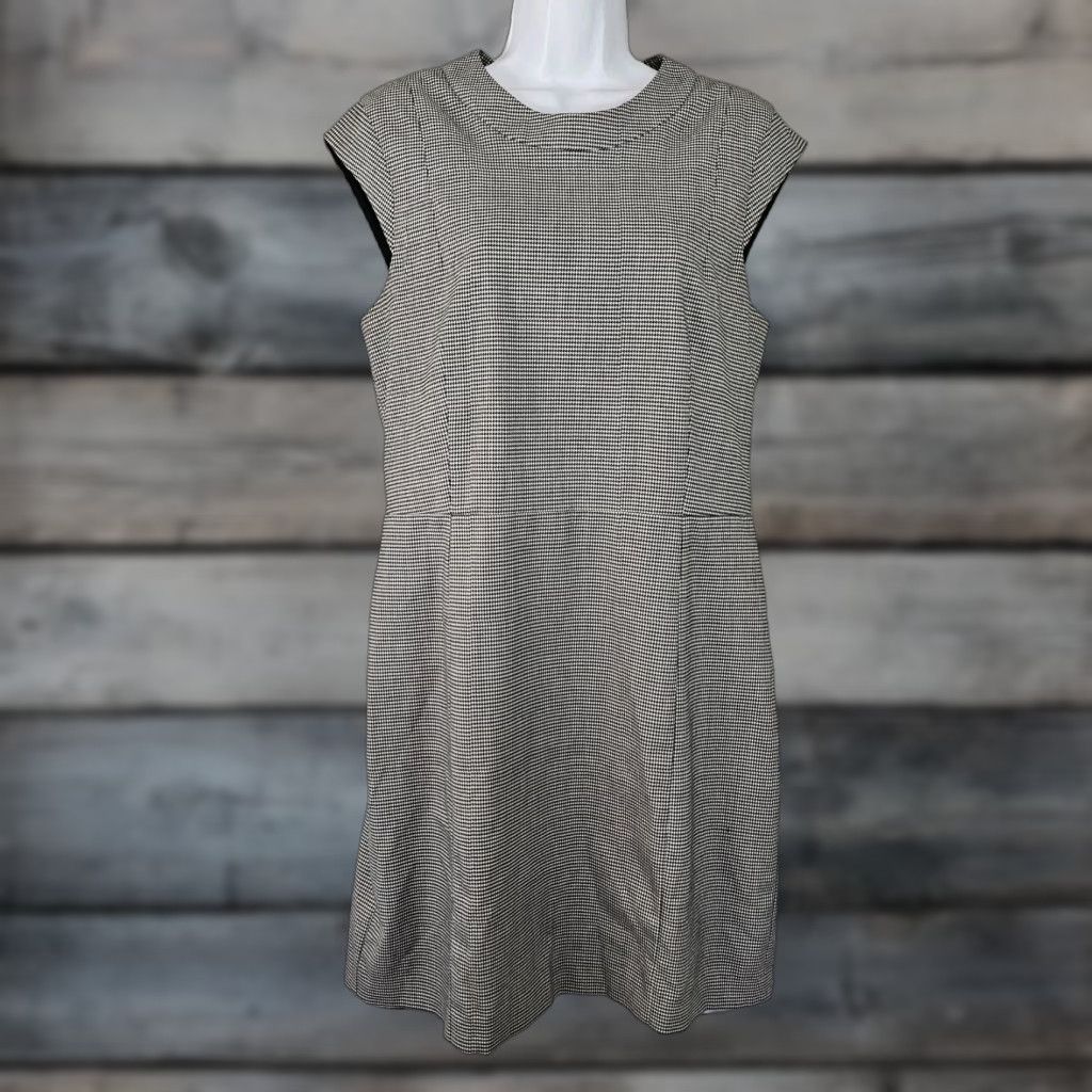 Theory Theory Dress Womens Sz 12 Black Houndstooth Cap Sleeve Cotton Blend Size XL / US 12-14 / IT 48-50 - 1 Thumbnail