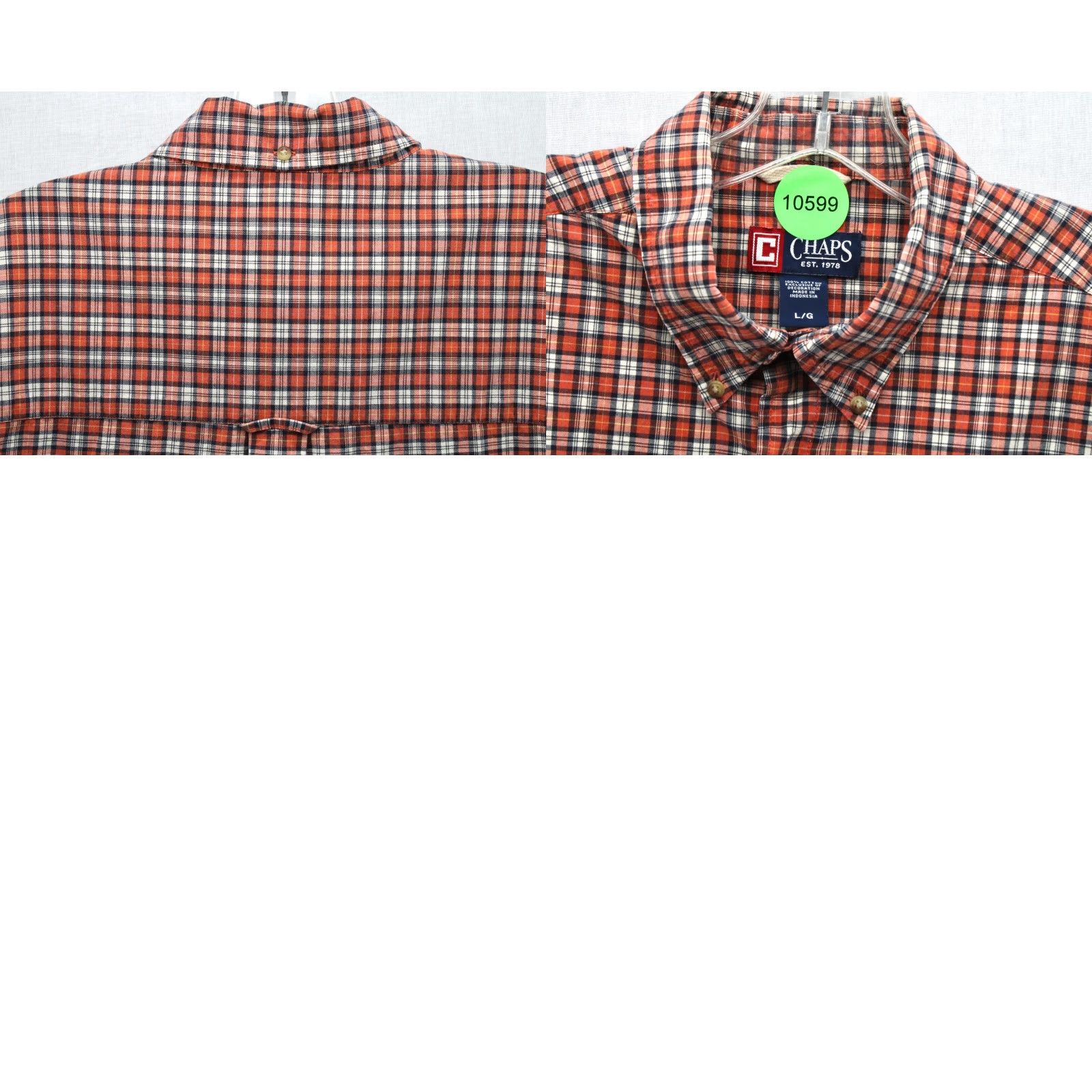 Chaps Chaps Long Sleeve Shirt Men's Large Orange Plaid Cotton Button Down Casual Shirt Size US L / EU 52-54 / 3 - 8 Thumbnail
