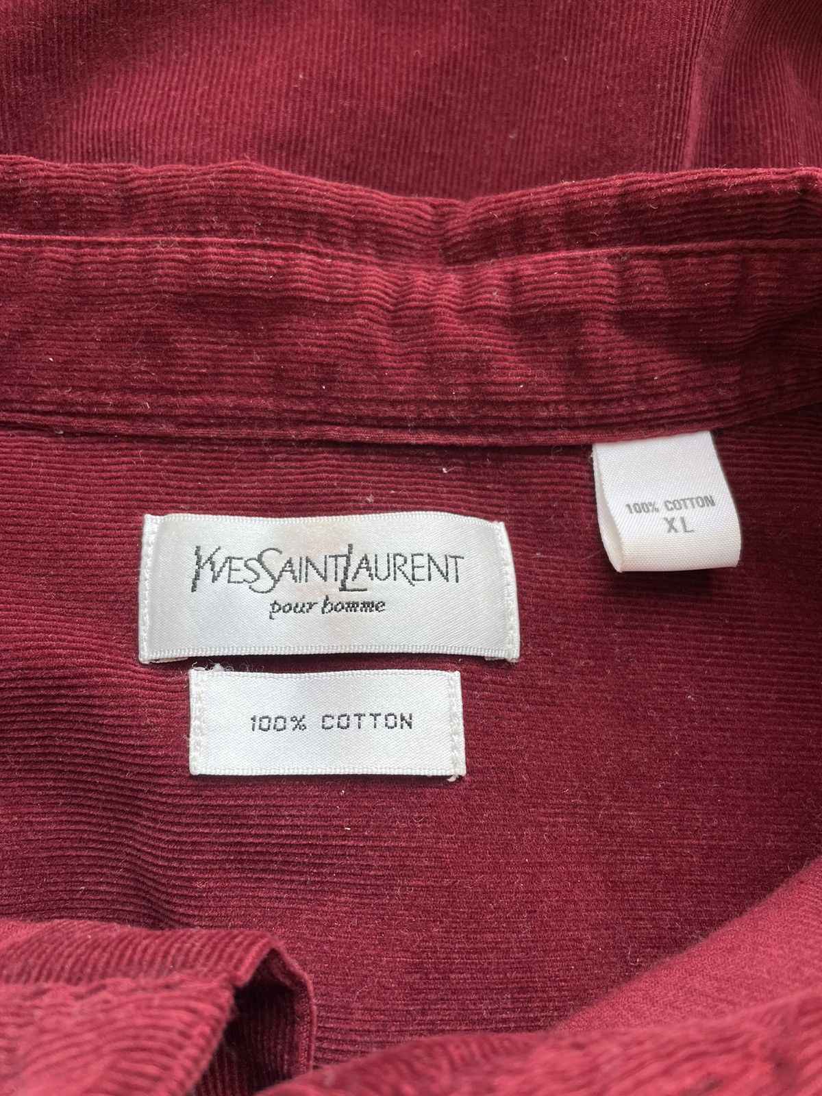 Vintage × Yves Saint Laurent Corduroy YSL Shirt Velvet Burgundy Yves Saint Laurent Shirt Size US XL / EU 56 / 4 - 2 Thumbnail