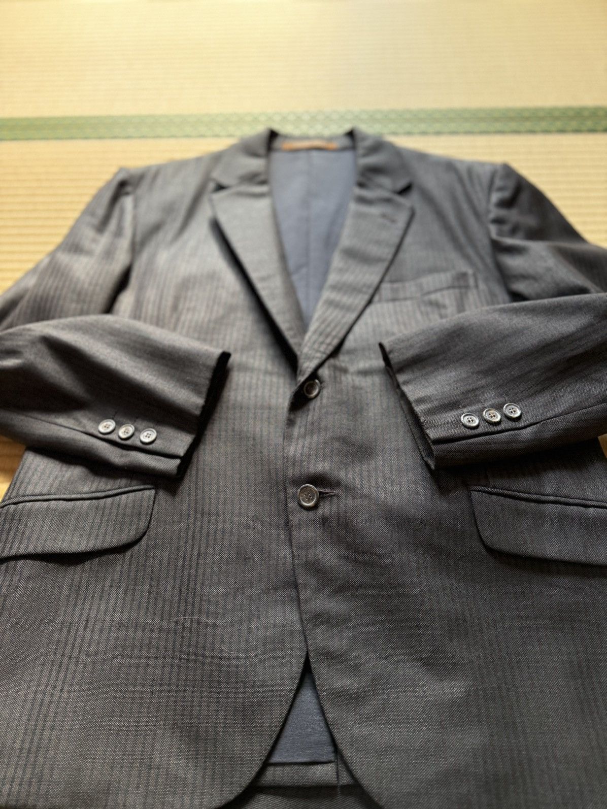 Other Autumn&Winter Vintage Wool Blue-Grey Shadow Stripe Suit Size 42R - 6 Thumbnail