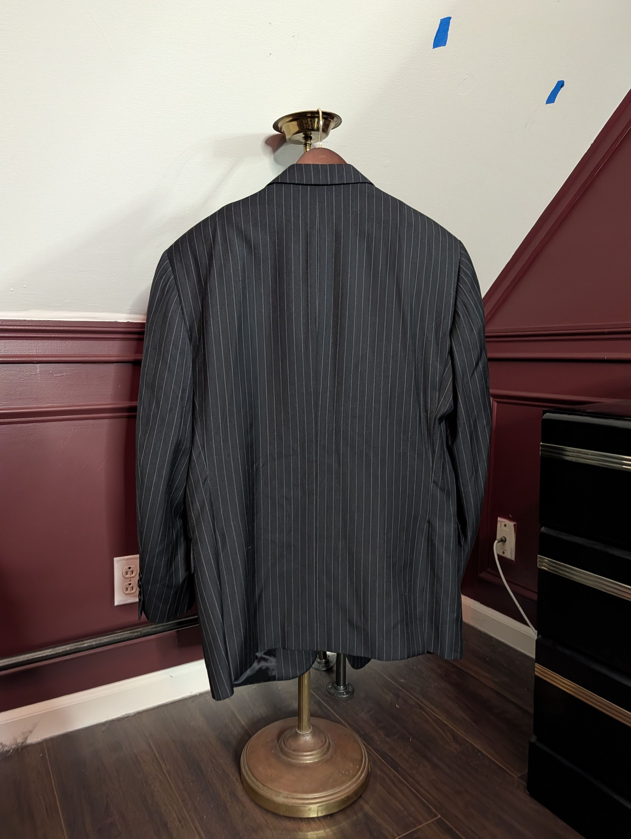 Zanieri Vitale Barberis Super 110s flannel wool striped jacket Size 44R - 5 Thumbnail