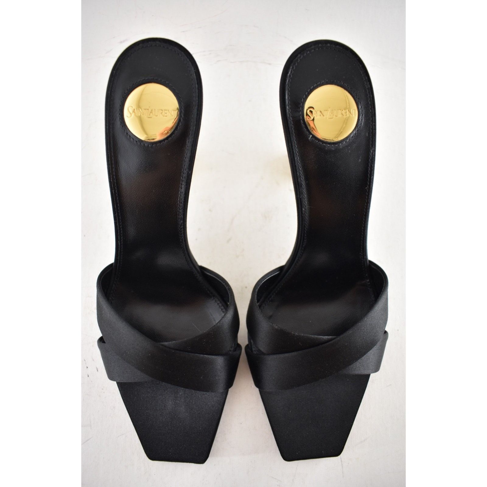 Yves Saint Laurent Saint Laurent Opyum 85 Sandal Black Satin Gold YSL Heel Size US 6 / IT 36 - 12 Thumbnail