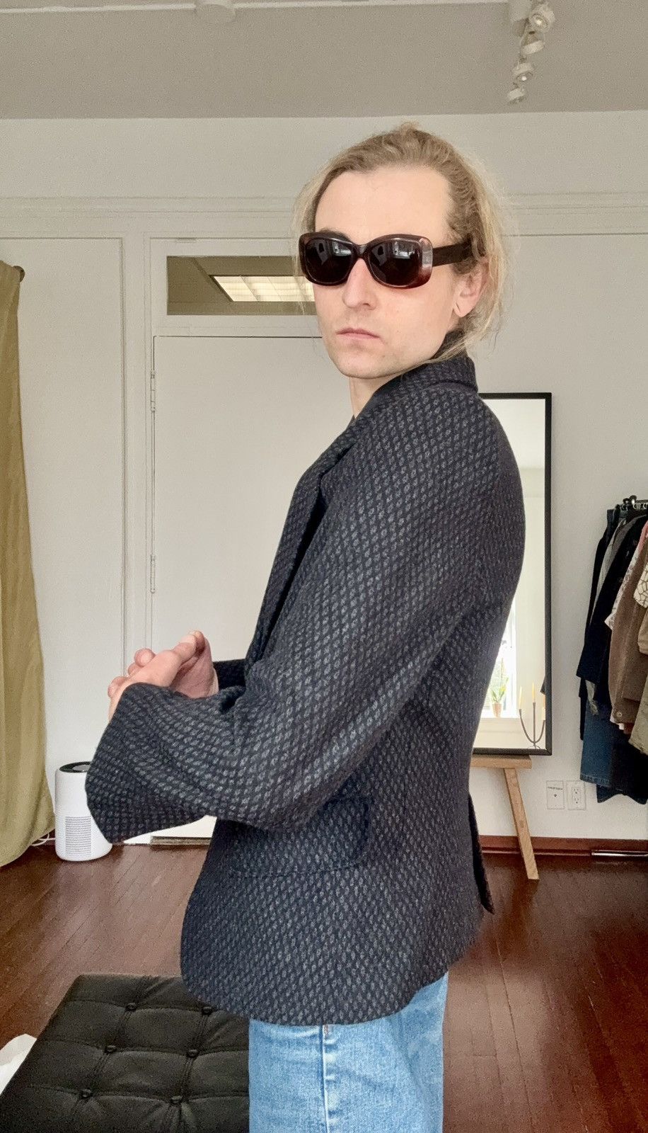 Ann Demeulemeester Ann Demeulemeester Archive Diamond Print One Button Blazer Size US XS / EU 42 / 0 - 17 Thumbnail