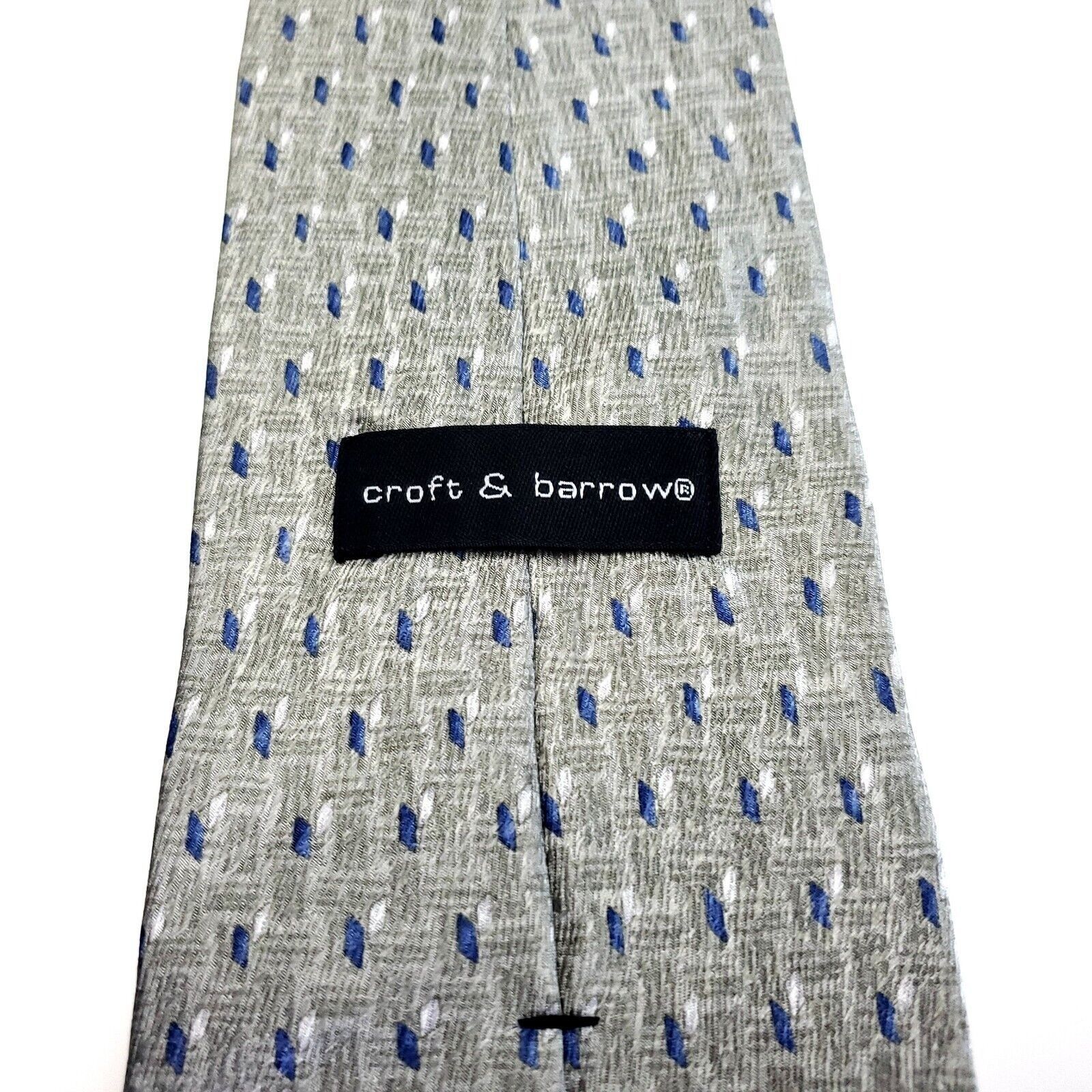 Croft & Barrow Croft & Barrow Silk Tie Gray Blue Geometric Print Wide Size ONE SIZE - 4 Thumbnail